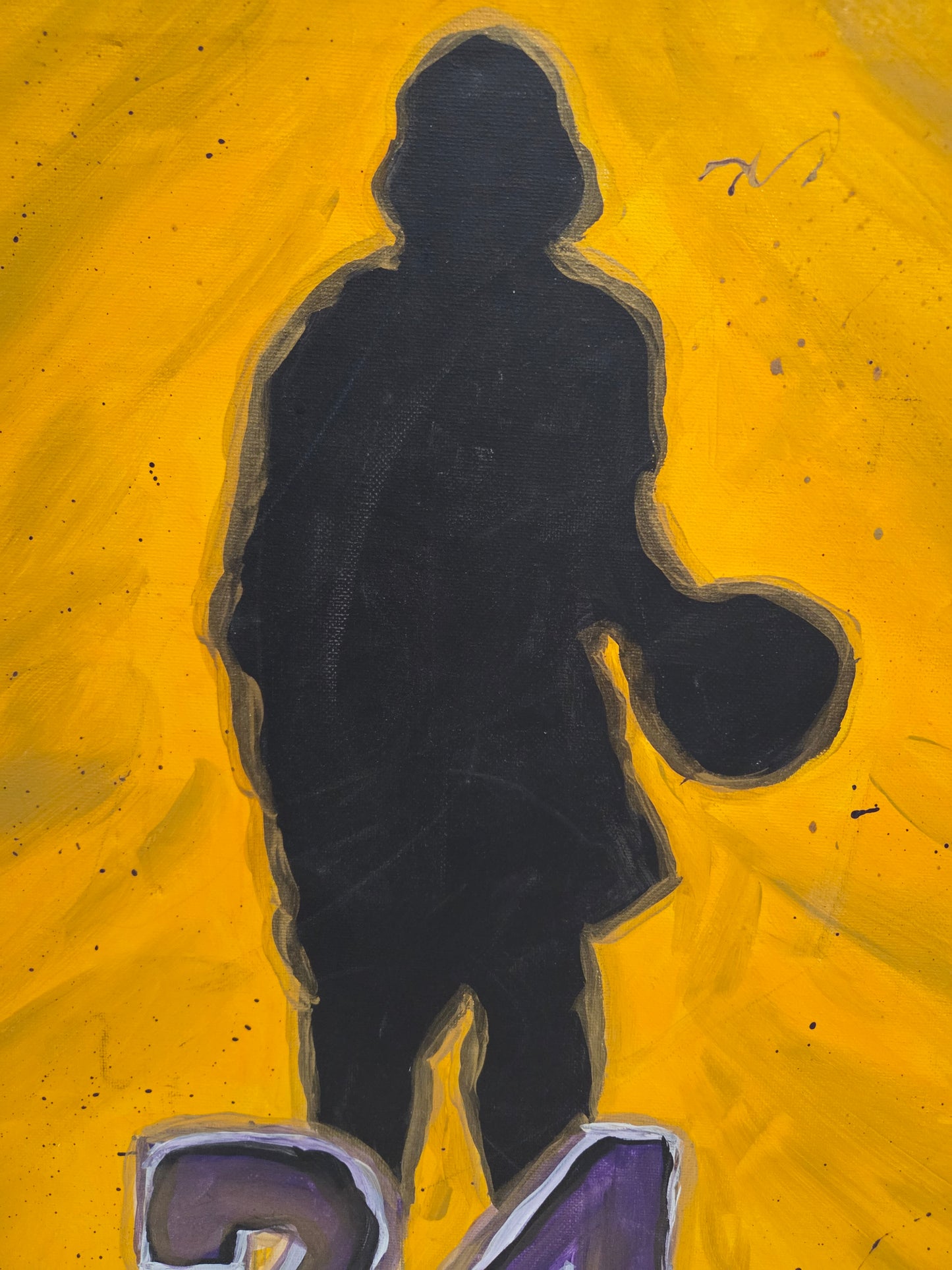Kobe Bryant Original Silhouette Painting On Canvas Signed Art LA Lakers 24 Mamba