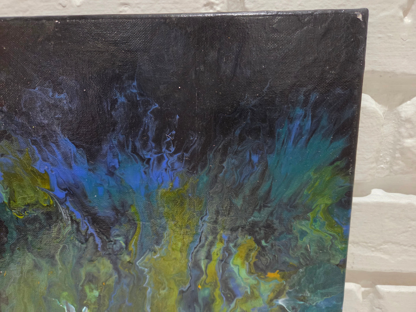 Abstract Acrylic Pour Original Painting On Canvas Blue Green Modern Wall Artwork