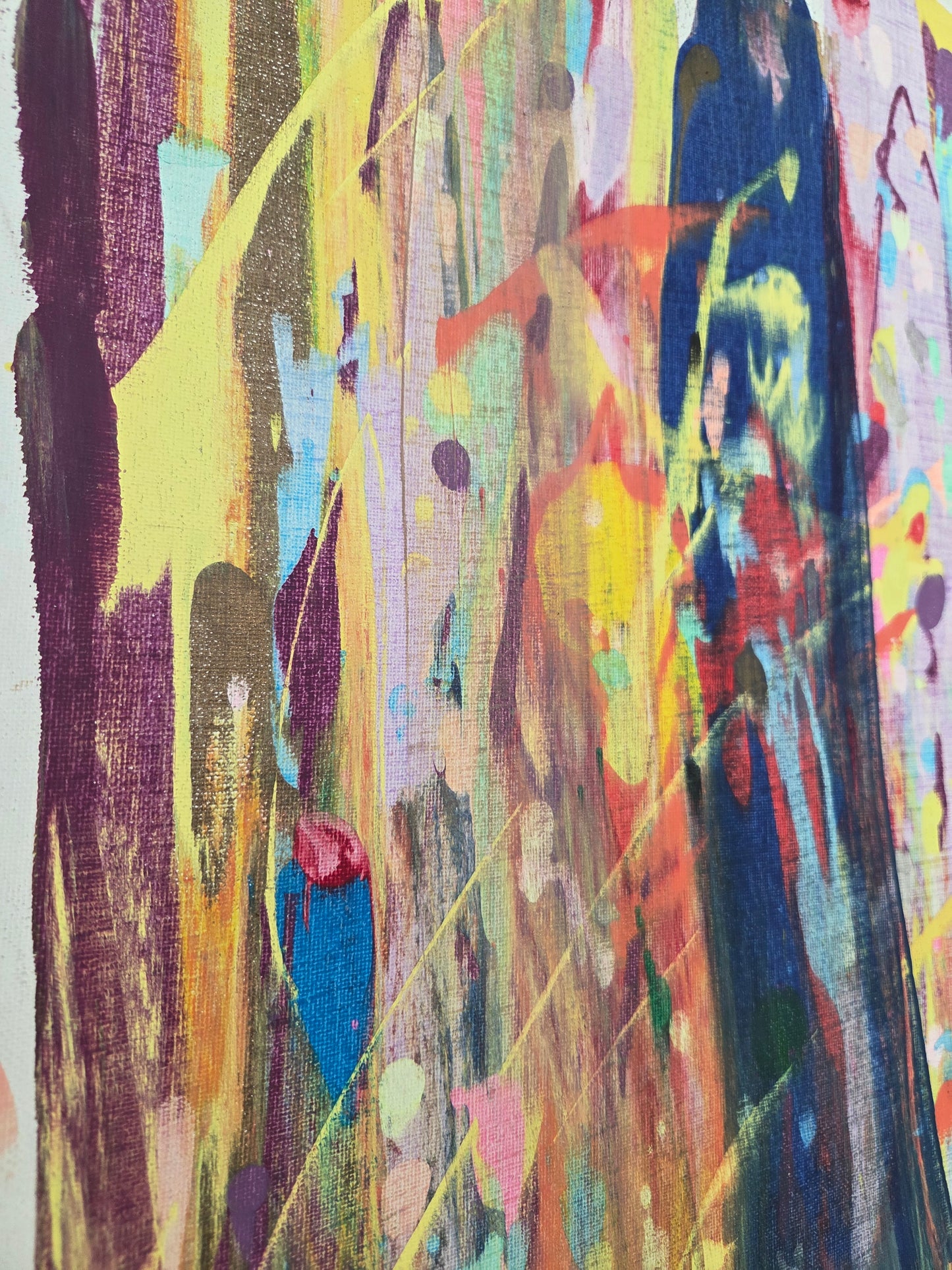 Original Colorful Abstract Painting Canvas Modern Expressionist Vibrant Drip Art