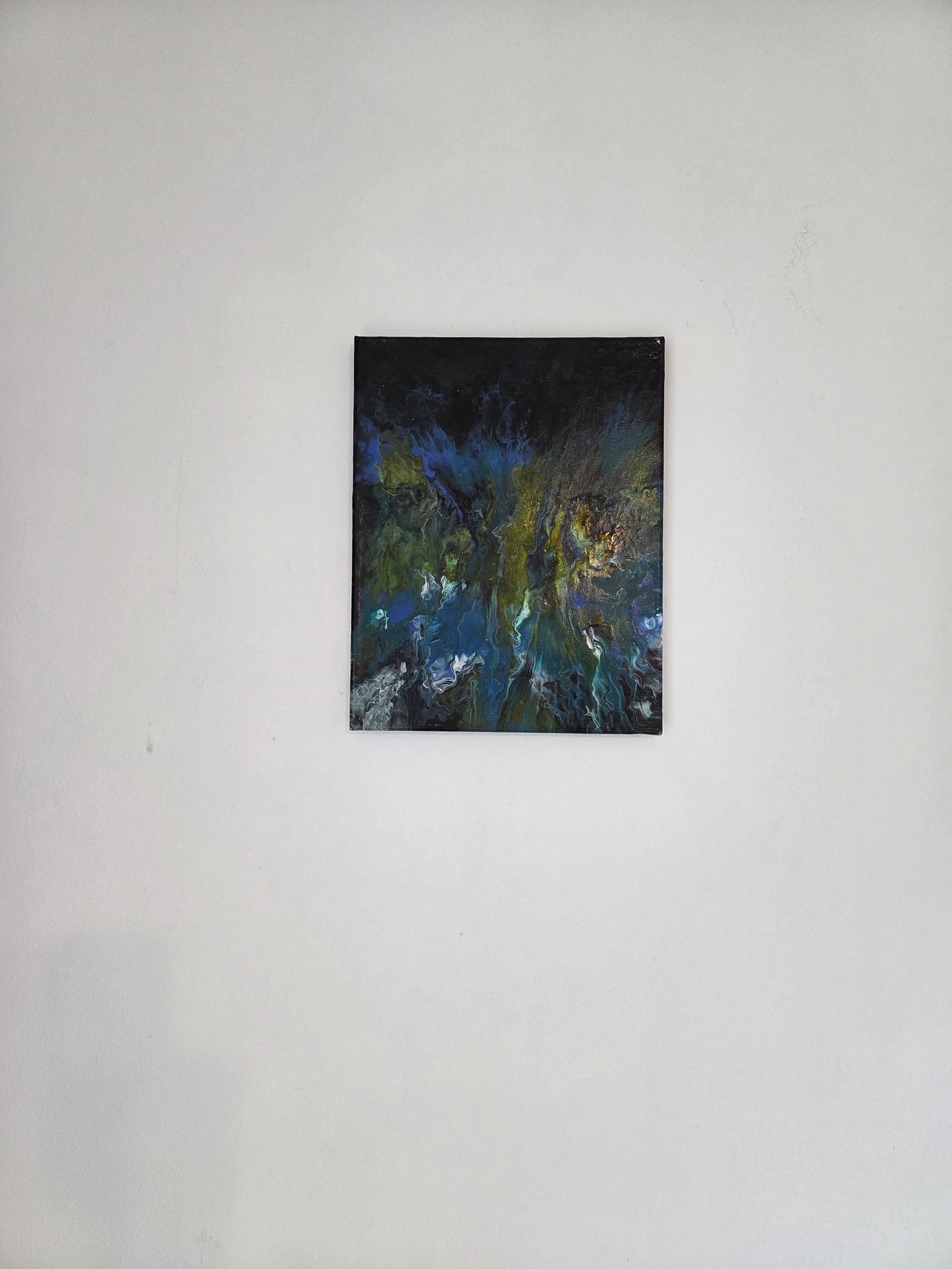 Original Abstract Acrylic Painting Blue Green Modern Fluid Art Contemporary Wall