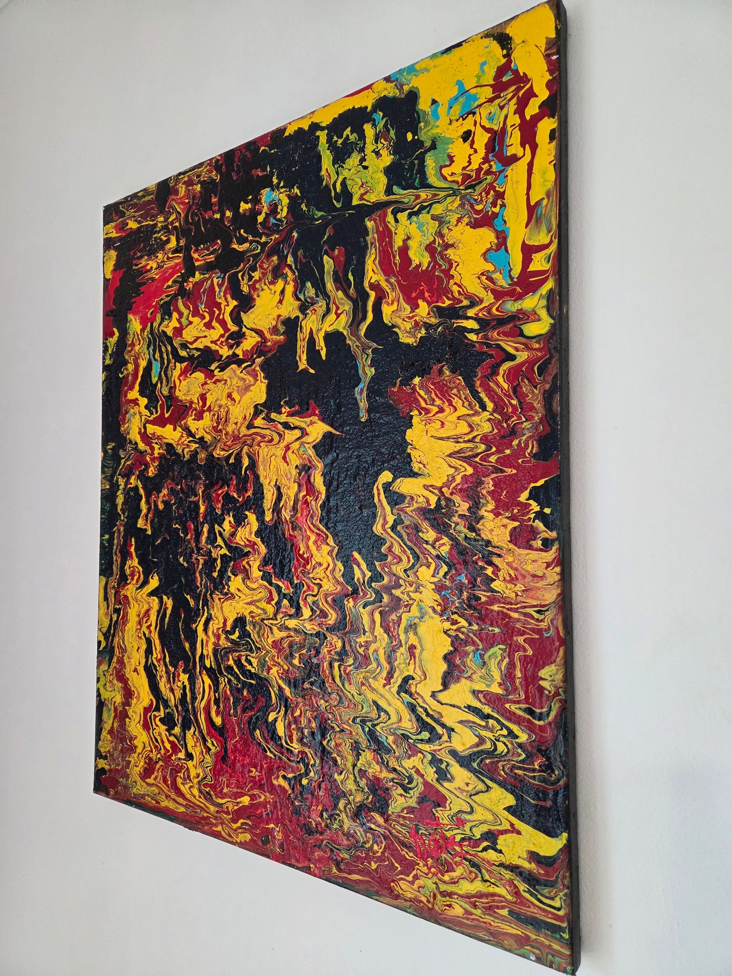 Original Kathy Linden Abstract Art Hand Painted Canvas 24x30 Signed Acrylic pour