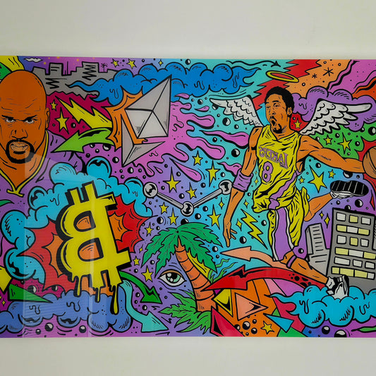 Pop Art Shaq Kobe NBA Basketball Crypto Bitcoin Urban Graffiti Acrylic Art Print