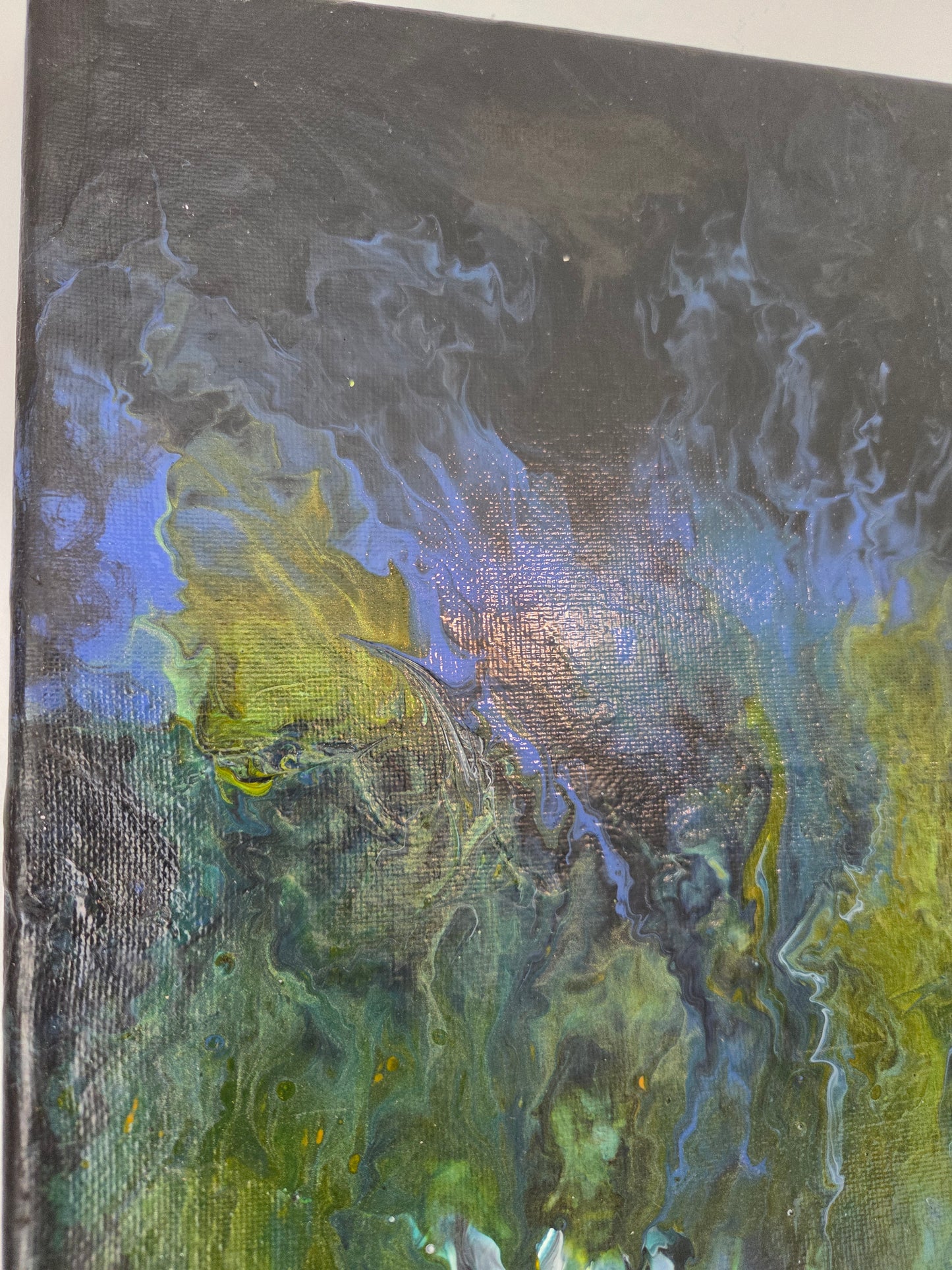 Original Abstract Acrylic Painting Blue Green Modern Fluid Art Contemporary Wall