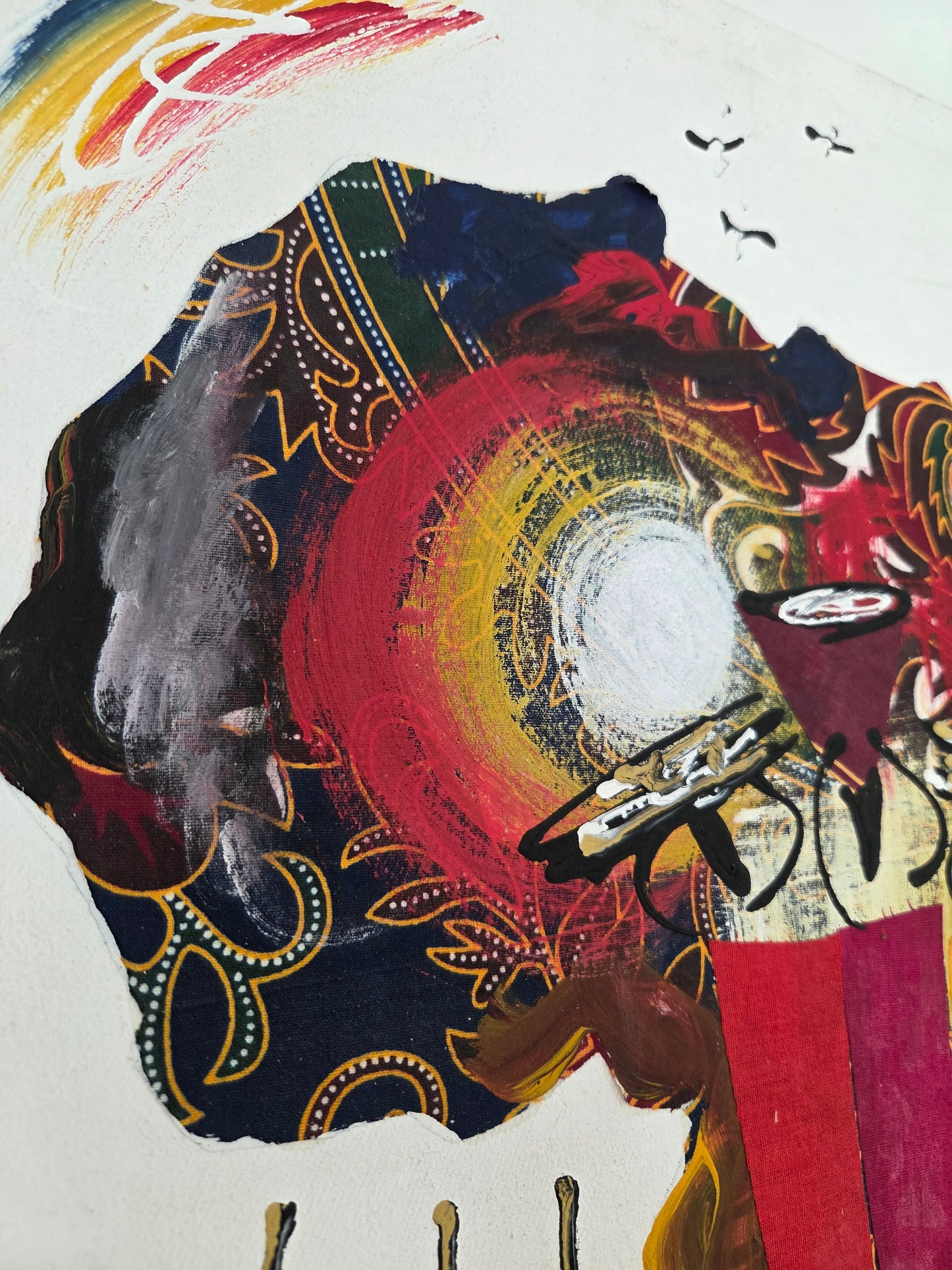 Original African Art Painting Africa Map Tribal Cultural Canvas Art Mixed Media