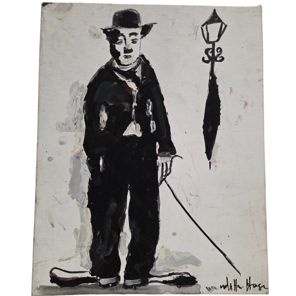 Original Painting On Canvas Charlie Chaplin Artwork Signed Art Film Decor 2 of 3