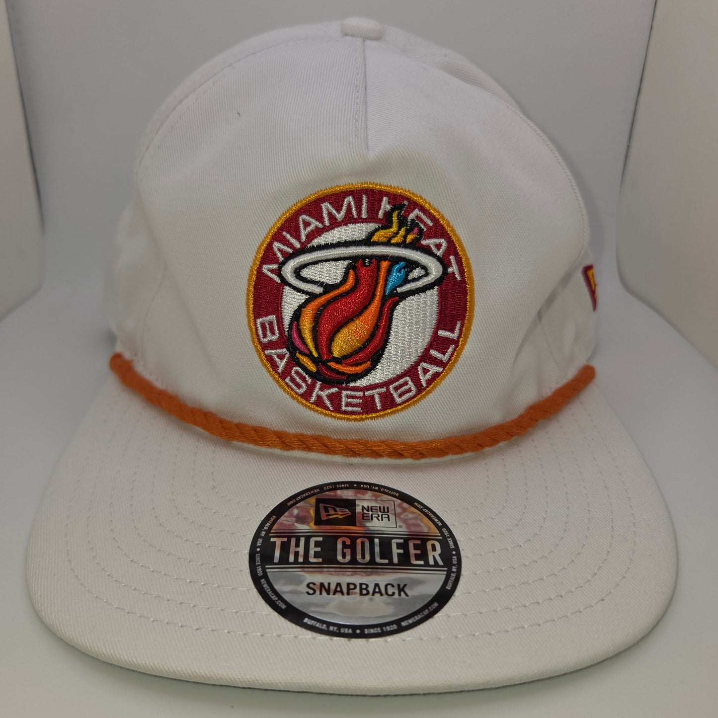 Miami Heat Basketball New Era The Golfer Snapback NBA Hat Vintage Cap White City
