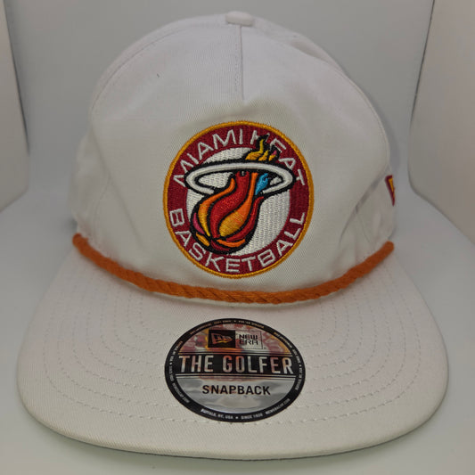 Miami Heat Basketball New Era The Golfer Snapback NBA Hat Vintage Cap White City