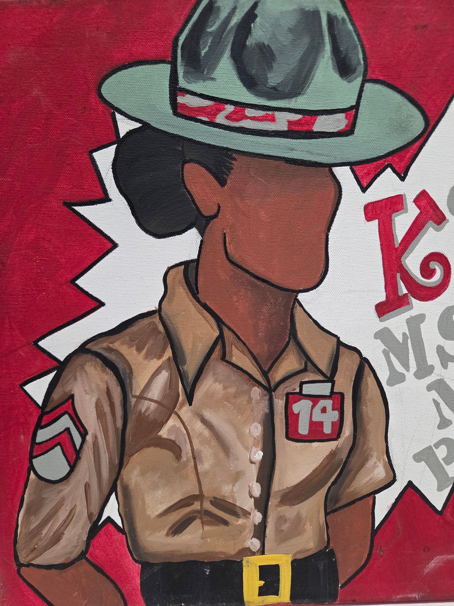 Original Female Drill Sergeant Instructor Officer Trooper Painting on Canvas Art