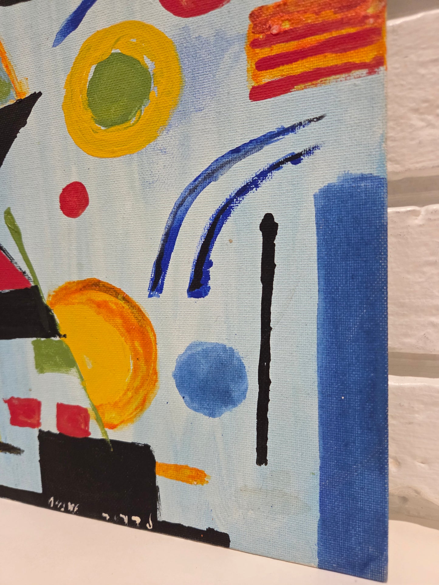 Original Acrylic Painting Canvas Abstract Geometric Shapes Colors Artwork Signed