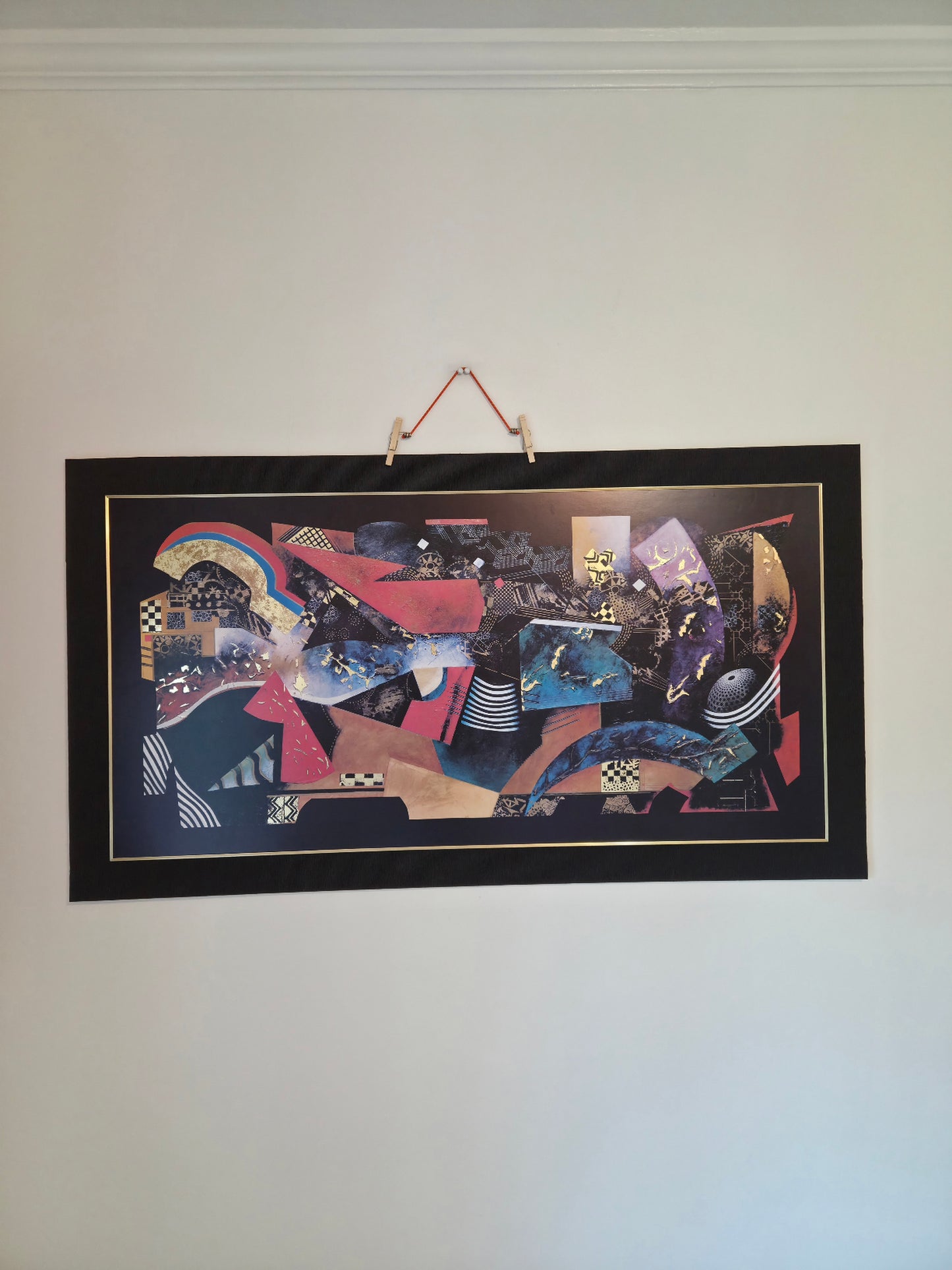 John Douglas "Momentary Lapse of Time" Large Abstract Framed Print Gold Leaf Art