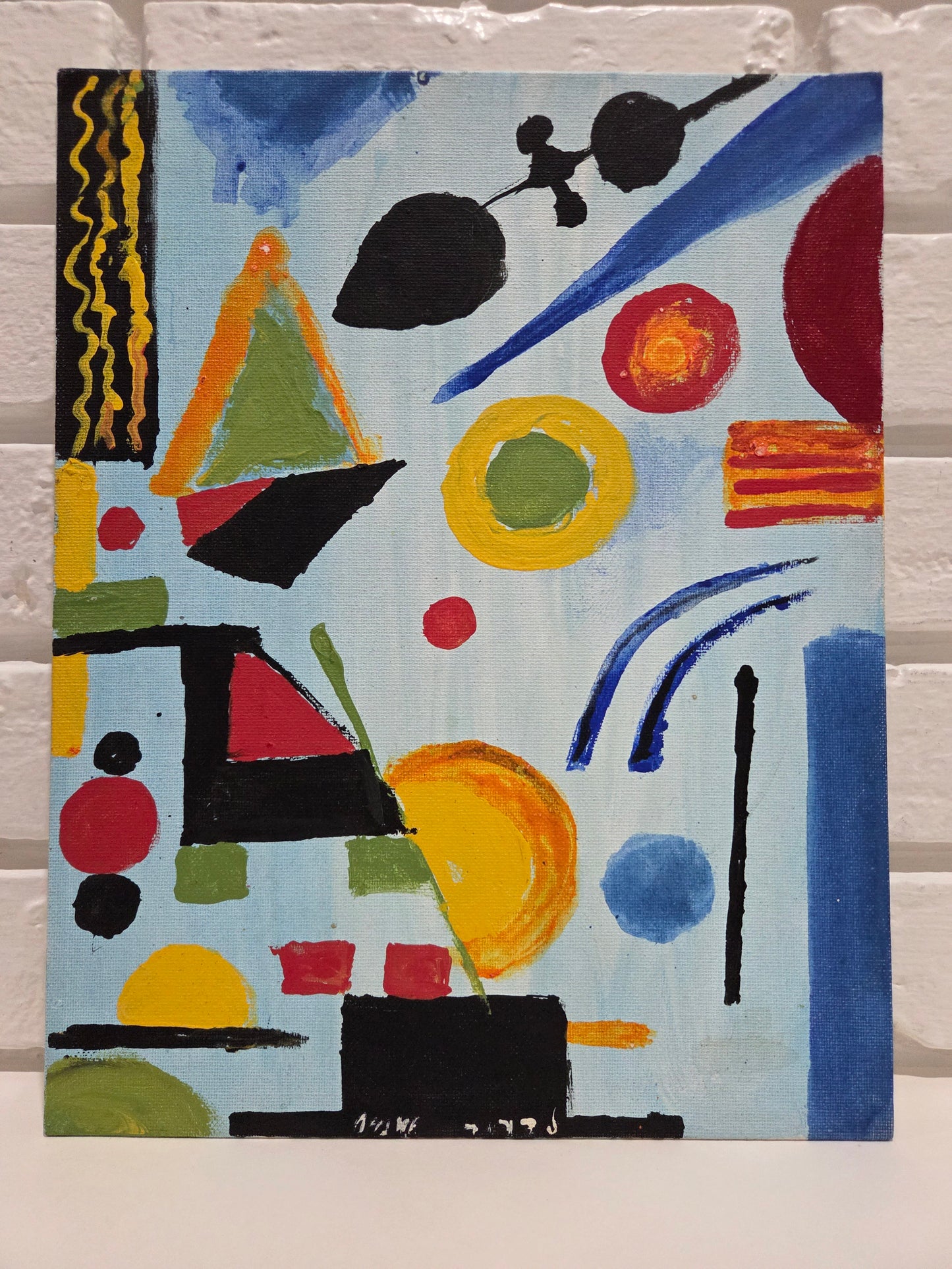 Original Acrylic Painting Canvas Abstract Geometric Shapes Colors Artwork Signed
