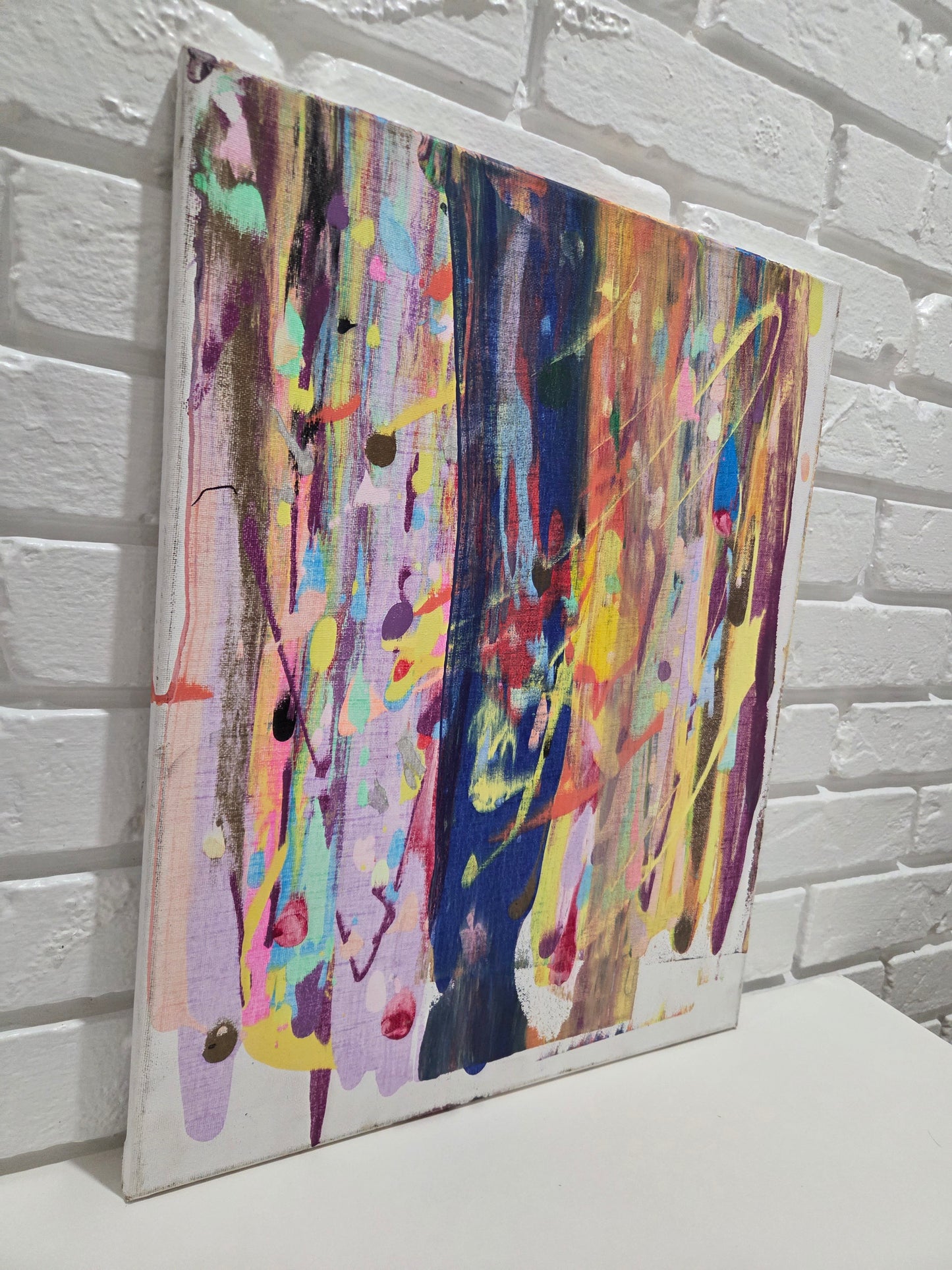 Original Abstract Painting On Canvas Modern Vibrant Colorful Drip Wall Art Decor