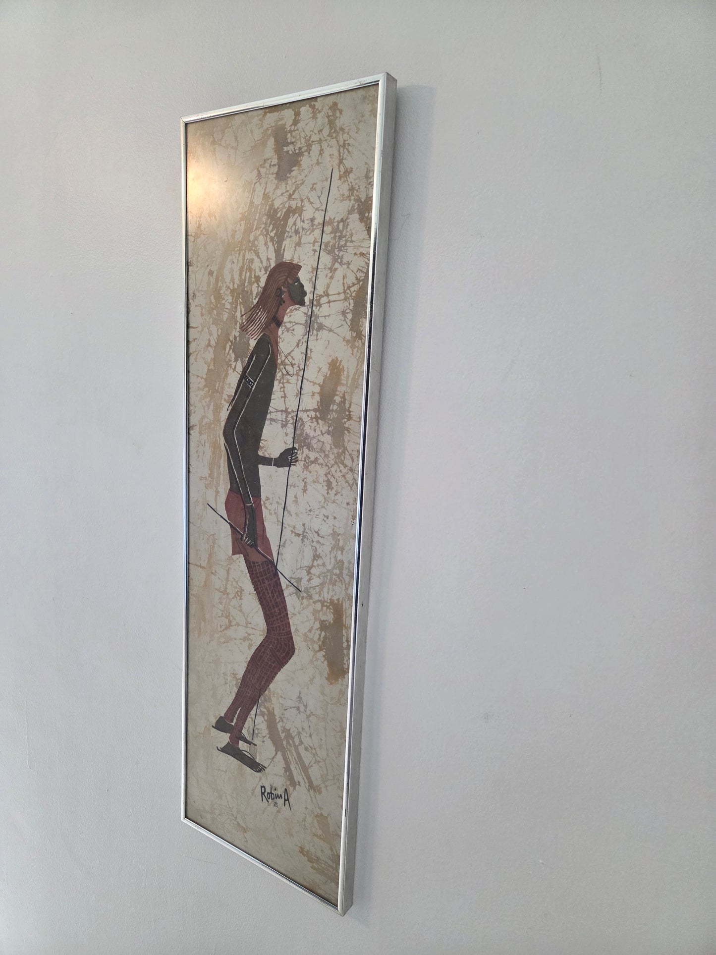 Original African Batik Art Hand Painted Silk Fabric Cloth Signed Robin Anderson