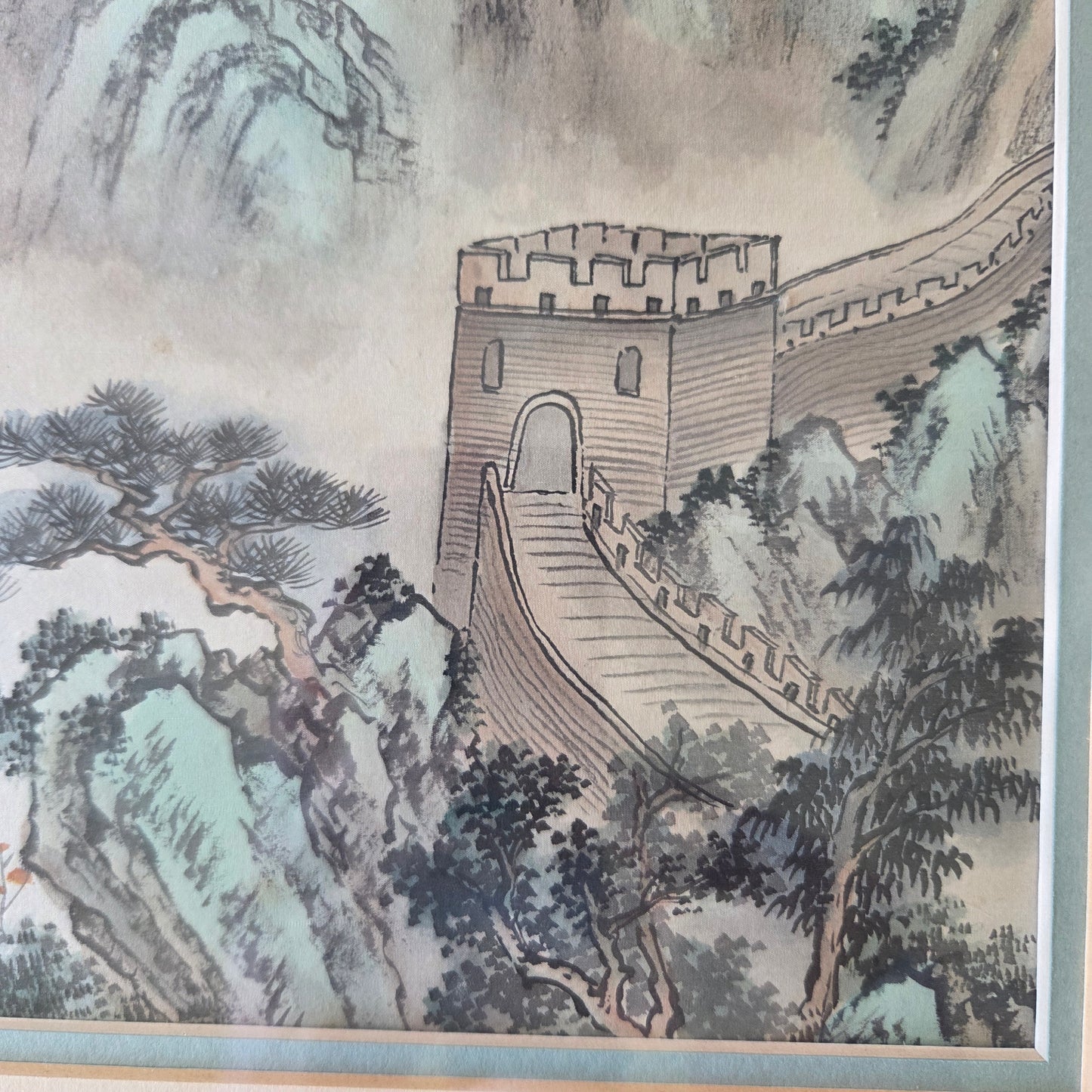 Original Chinese Watercolor Painting The Great Wall Mountain Lanscape Scene Art