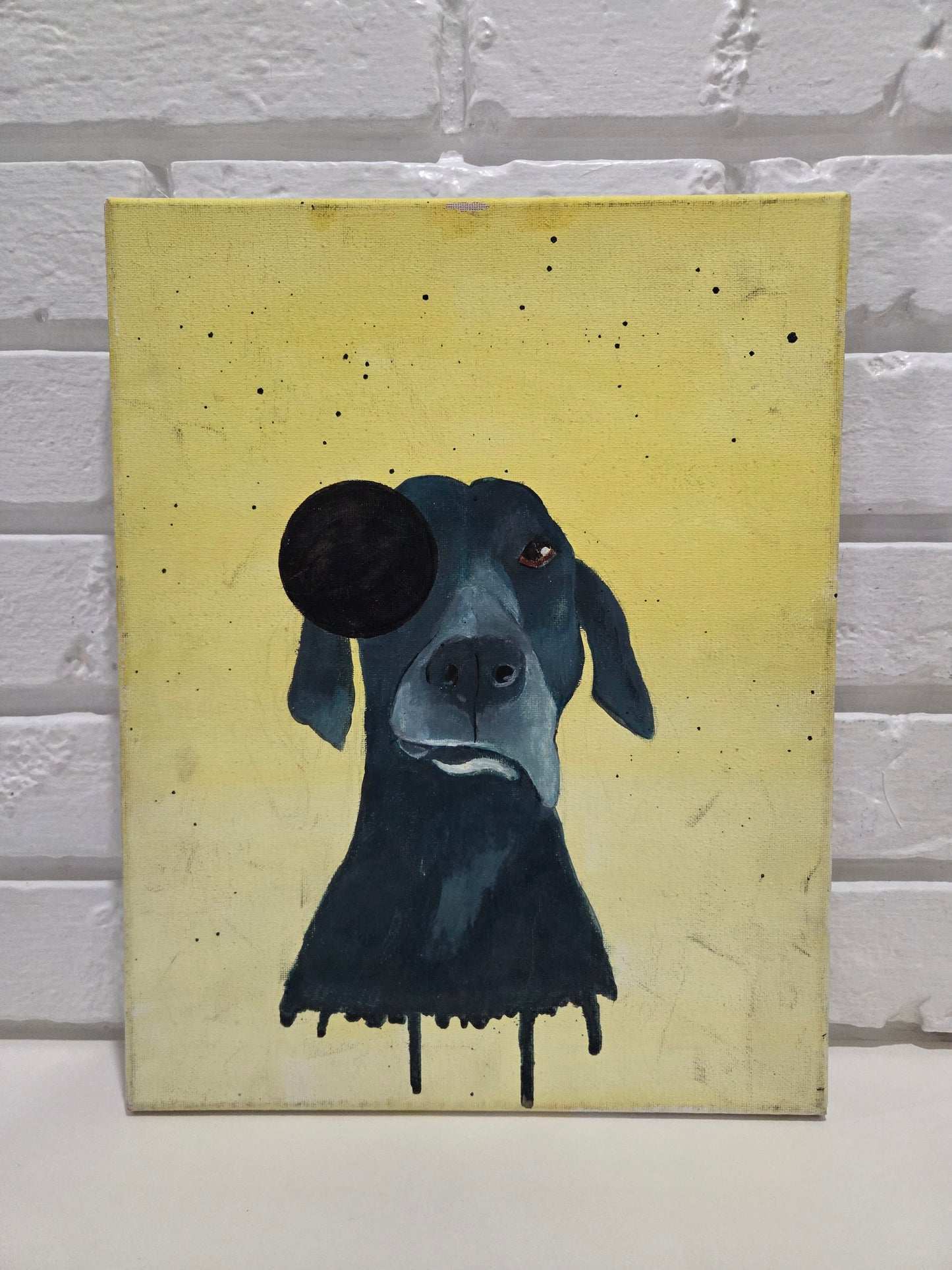 Original Painting On Canvas Dog Black Lab Great Dane Pointer Artwork Paw Pet Art