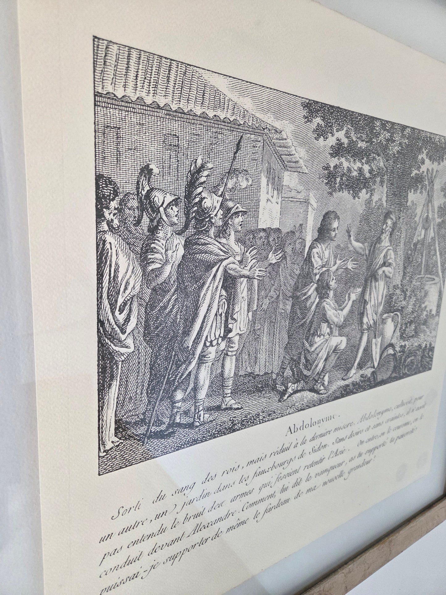 French Historical Engraving “Abdolonyme” After Monnet & Duflos 1785 Classical Scene Baker Reproduction Print Framed