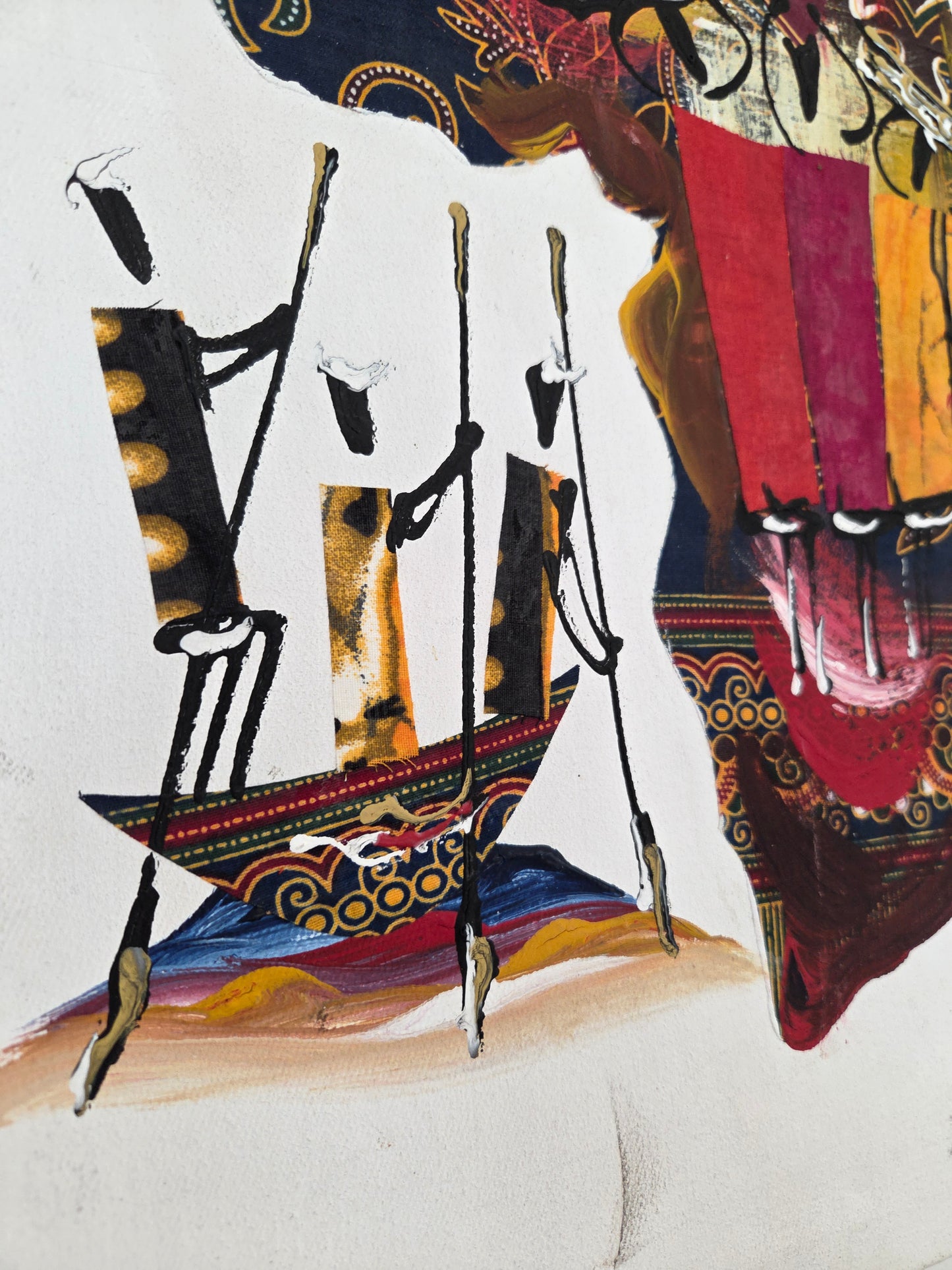 Original African Art Painting Africa Map Tribal Cultural Canvas Art Mixed Media
