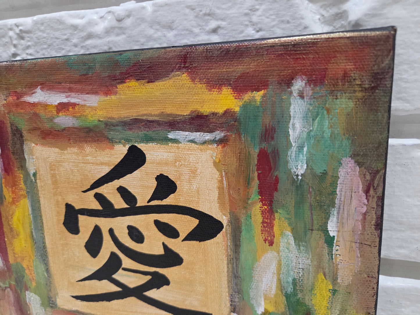 Love in Chinese Calligraphy Original Painting Canvas Asian Zen Art Kanji Artwork