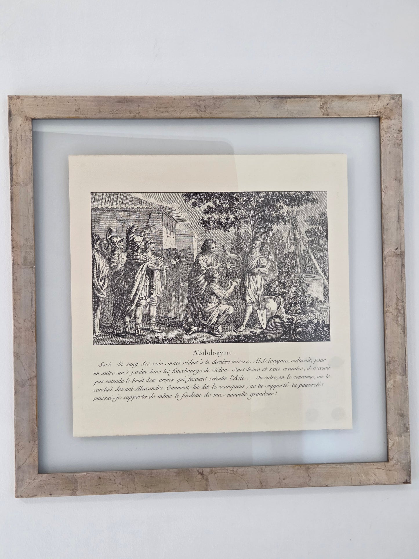 French Historical Engraving “Abdolonyme” After Monnet & Duflos 1785 Classical Scene Baker Reproduction Print Framed