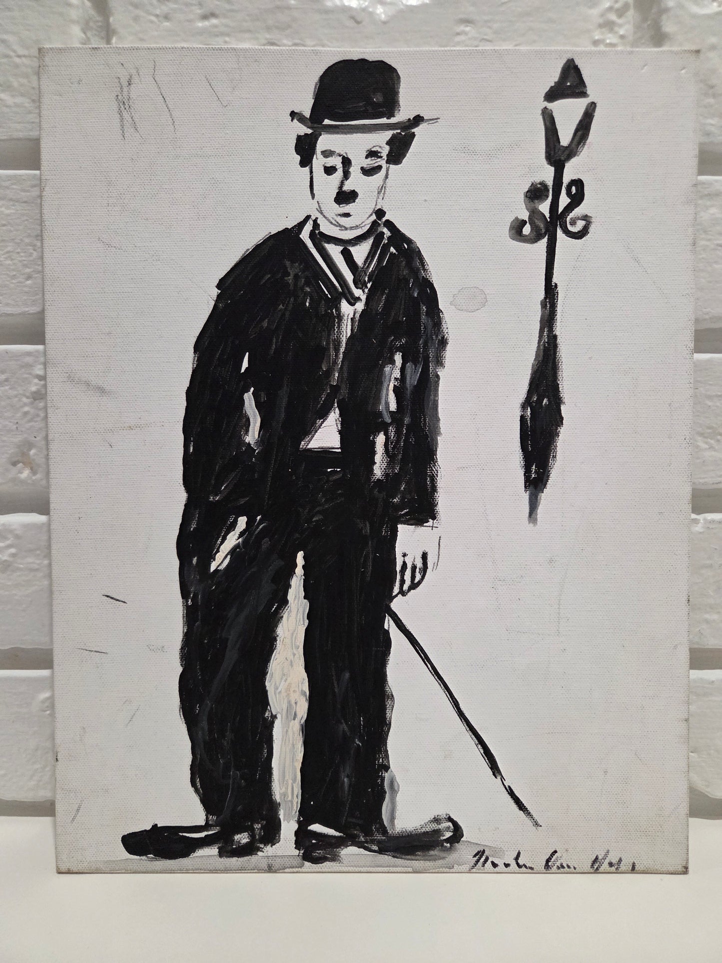 Original Painting On Canvas Charlie Chaplin Artwork Signed Art Film Decor 3 of 3