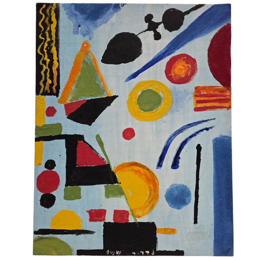 Original Acrylic Painting Canvas Abstract Geometric Shapes Colors Artwork Signed