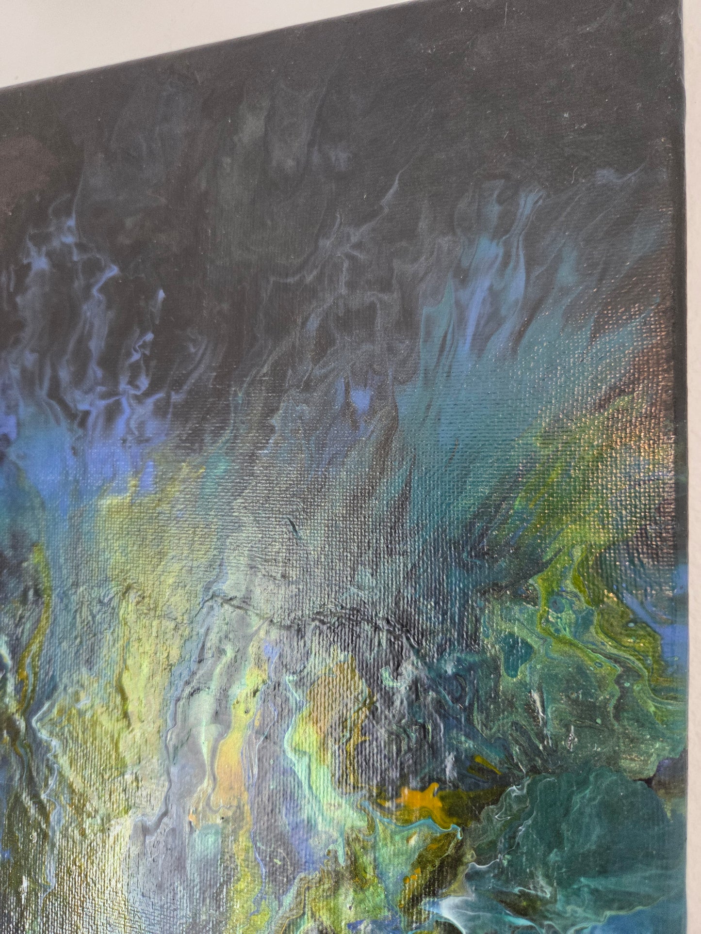 Original Abstract Acrylic Painting Blue Green Modern Fluid Art Contemporary Wall