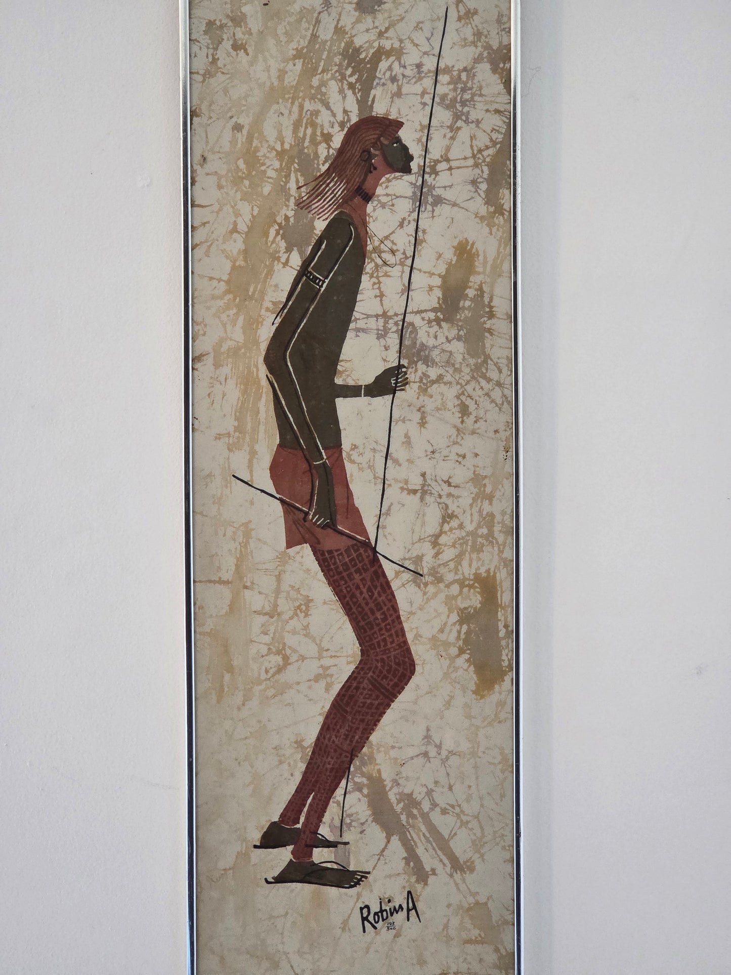Original African Batik Art Hand Painted Silk Fabric Cloth Signed Robin Anderson