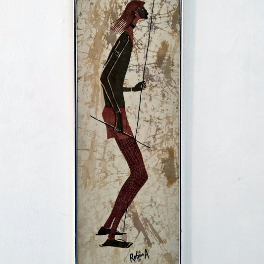 Original African Batik Art Hand Painted Silk Fabric Cloth Signed Robin Anderson