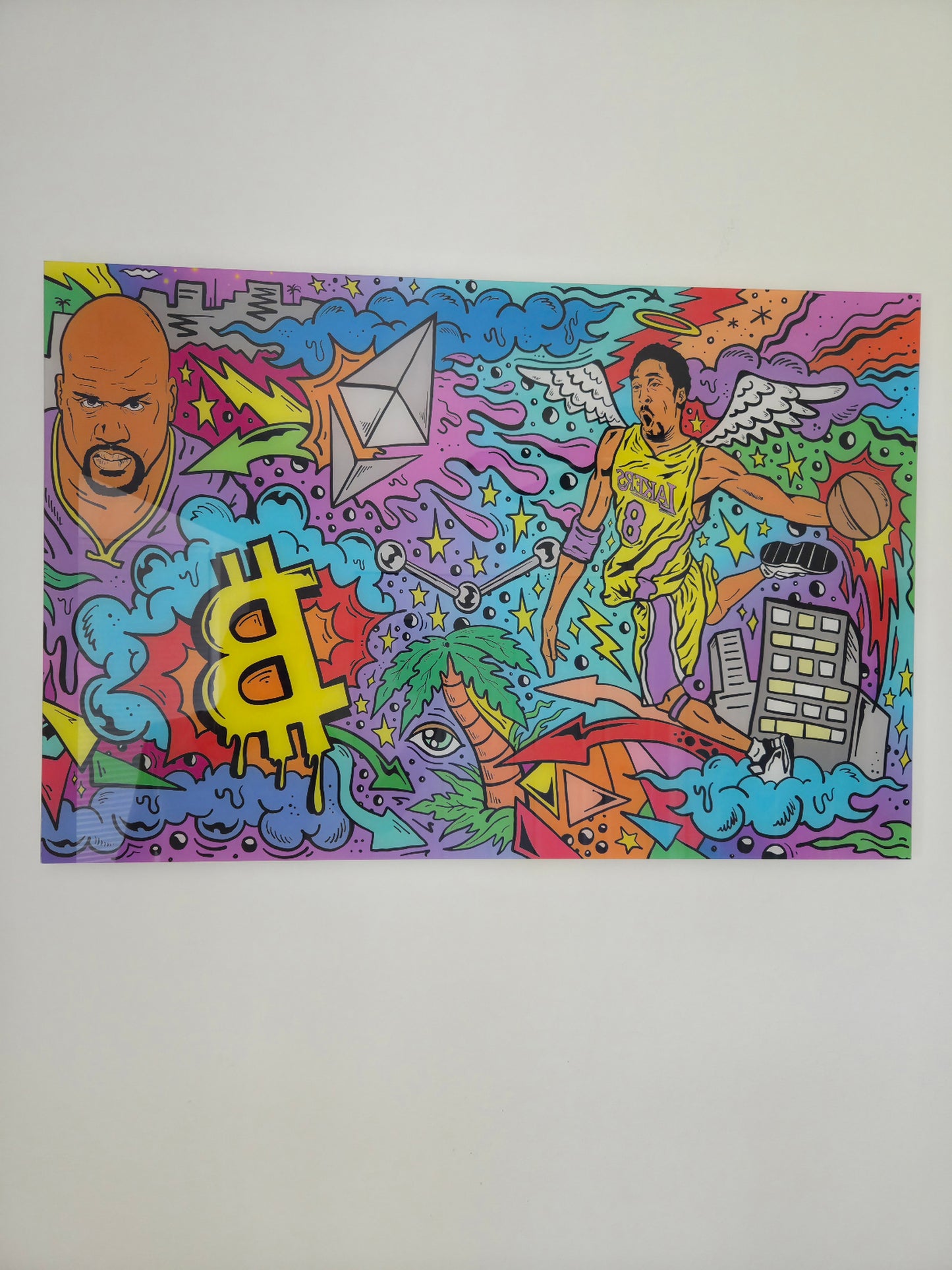 Pop Art Shaq Kobe NBA Basketball Crypto Bitcoin Urban Graffiti Acrylic Art Print
