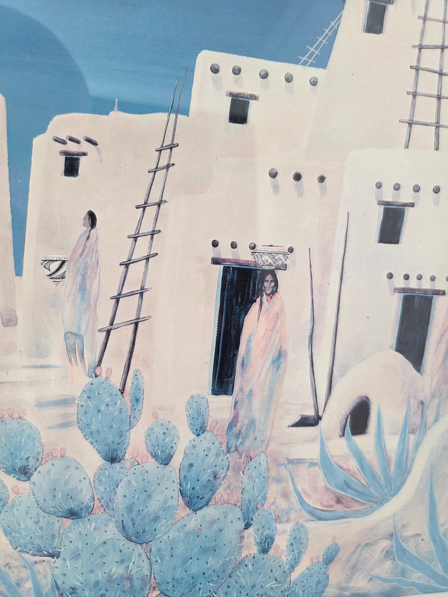 Southwestern Desert Adobe Pueblo Native Boho Blue Jim Prindiville Wall Art Print