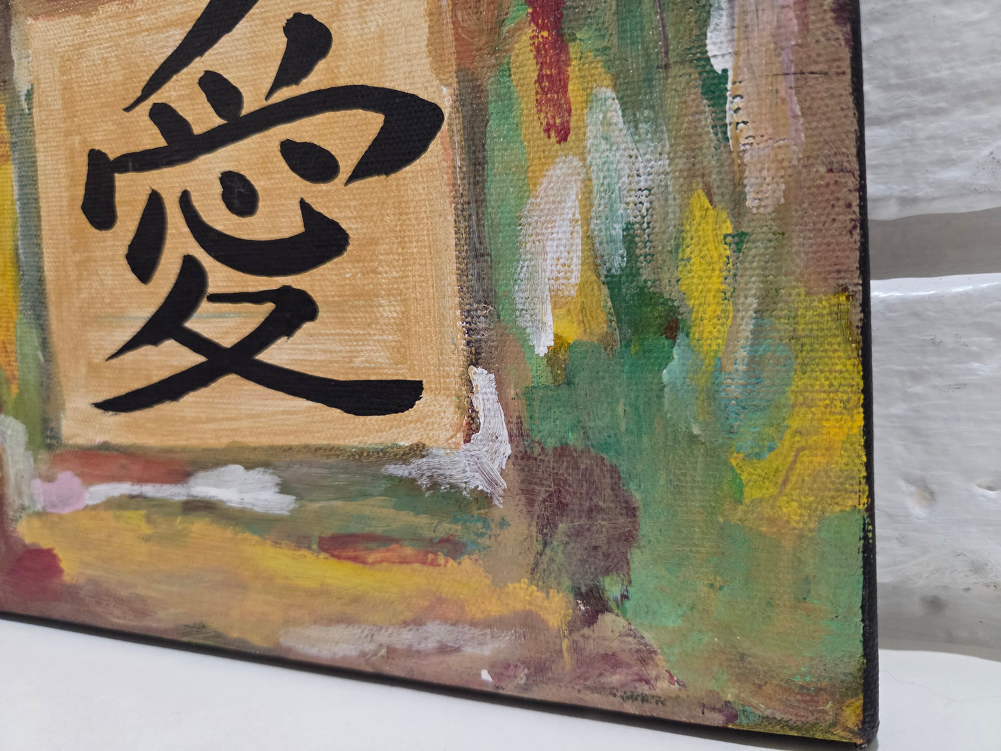 Love in Chinese Calligraphy Original Painting Canvas Asian Zen Art Kanji Artwork