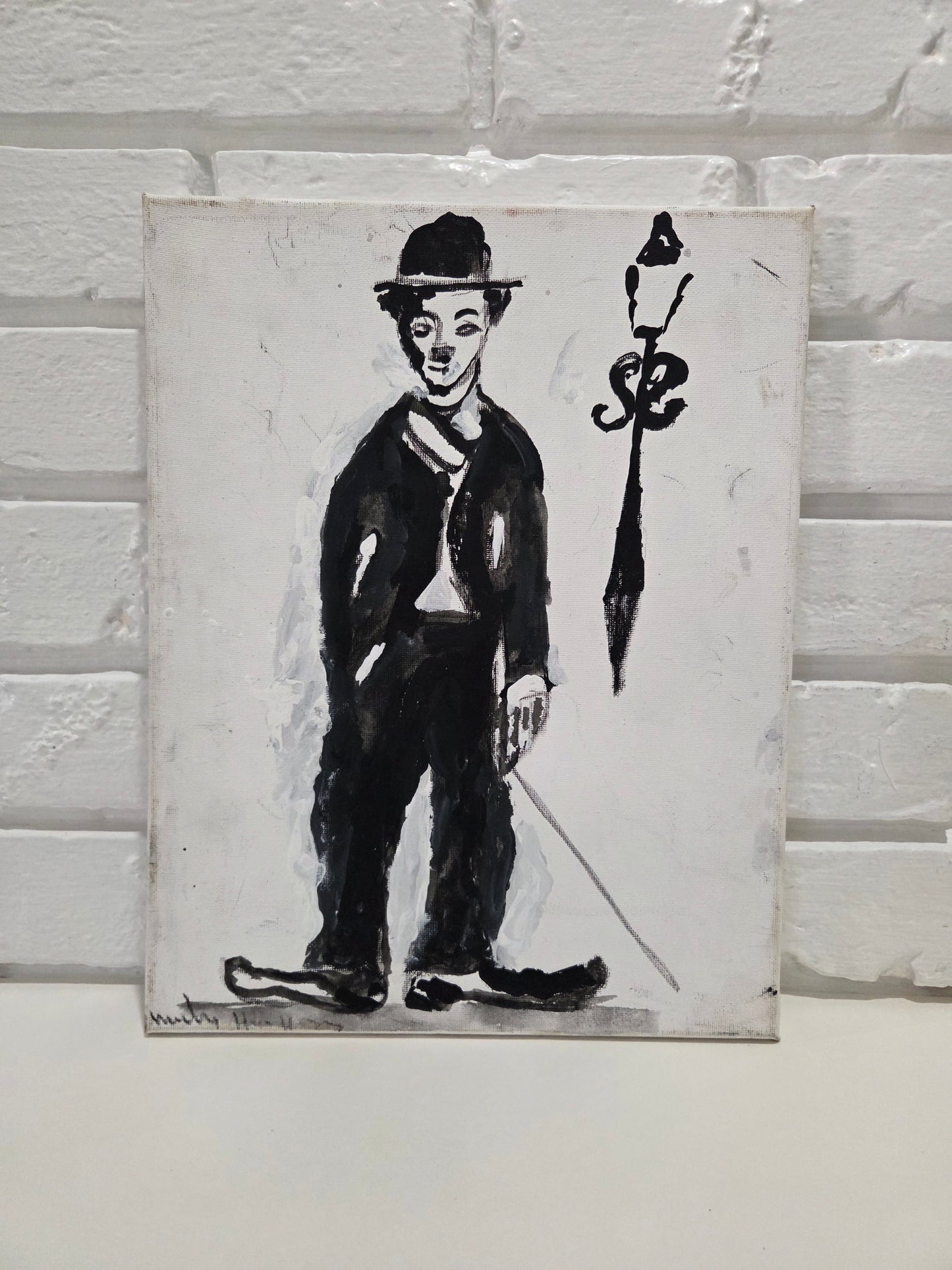 Original Painting On Canvas Charlie Chaplin Artwork Signed Art Film Decor 1 of 3