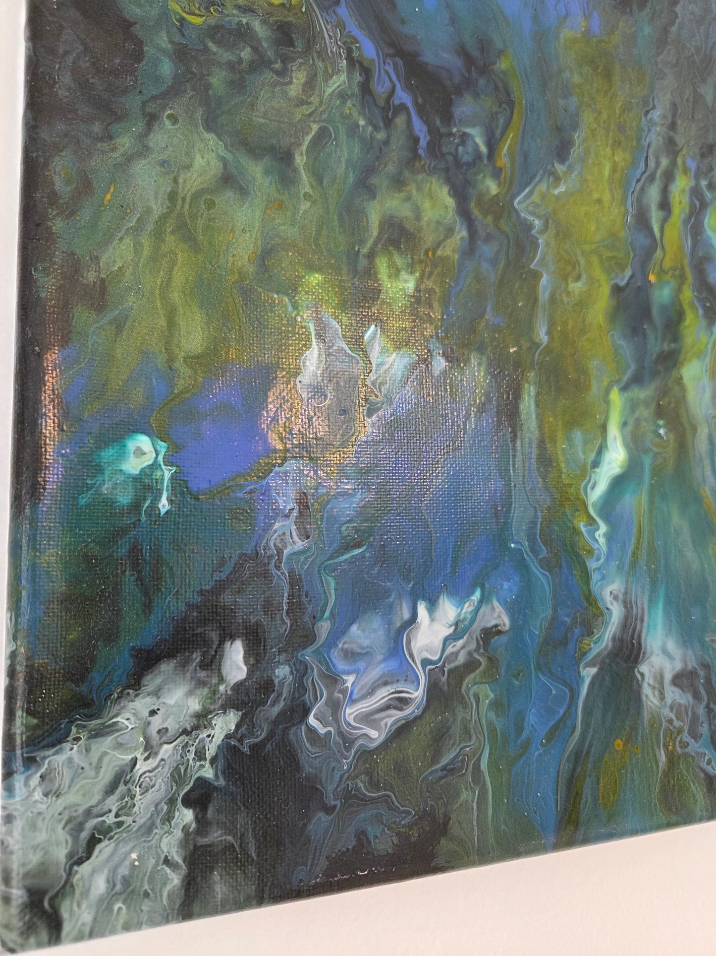 Original Abstract Acrylic Painting Blue Green Modern Fluid Art Contemporary Wall