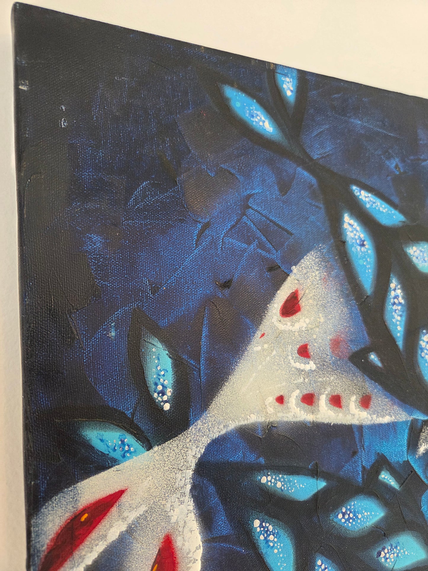Original Abstract Koi Fish Painting - Modern Blue Marine Ocean Contemporary Art