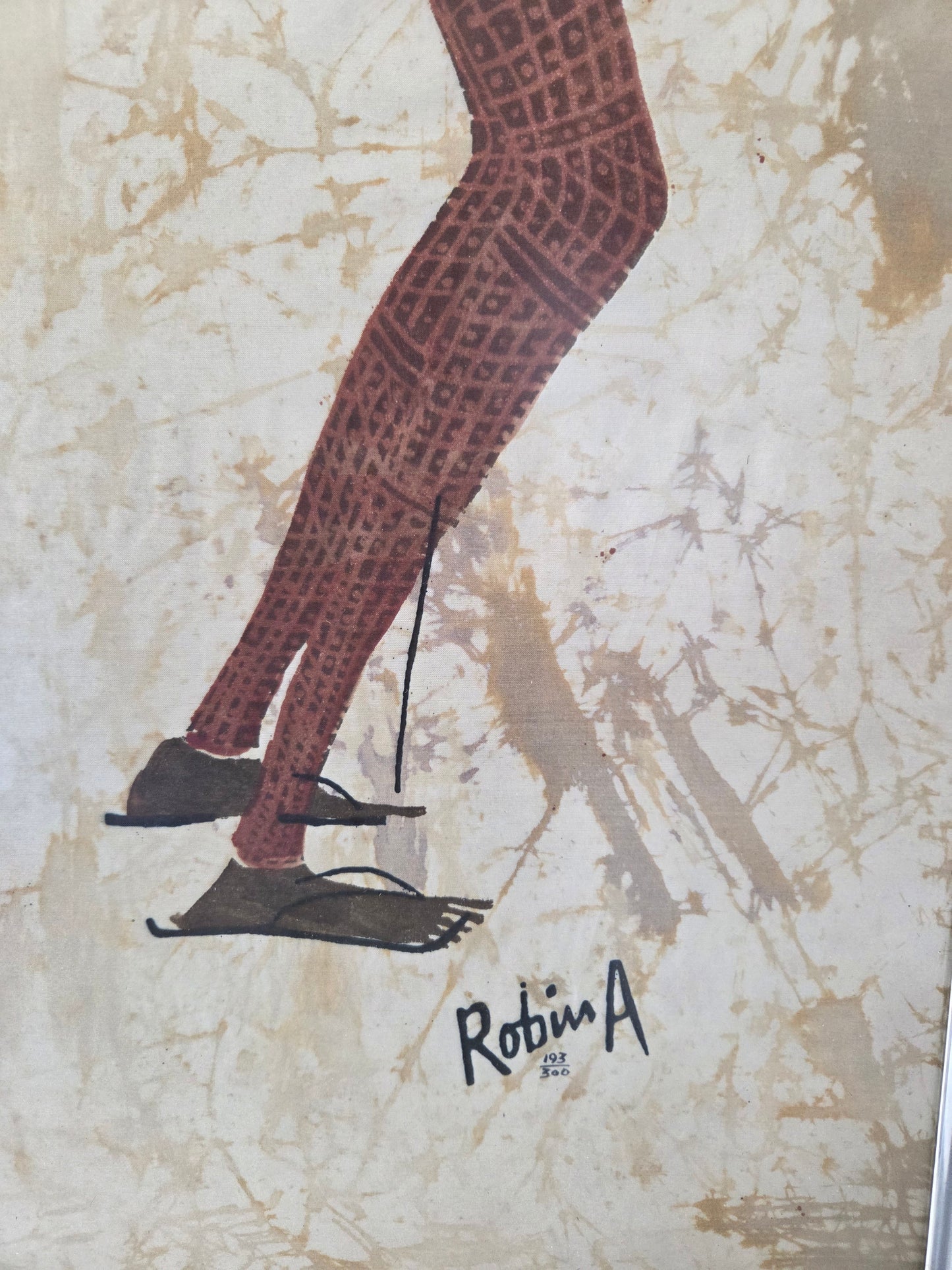 Original African Batik Art Hand Painted Silk Fabric Cloth Signed Robin Anderson
