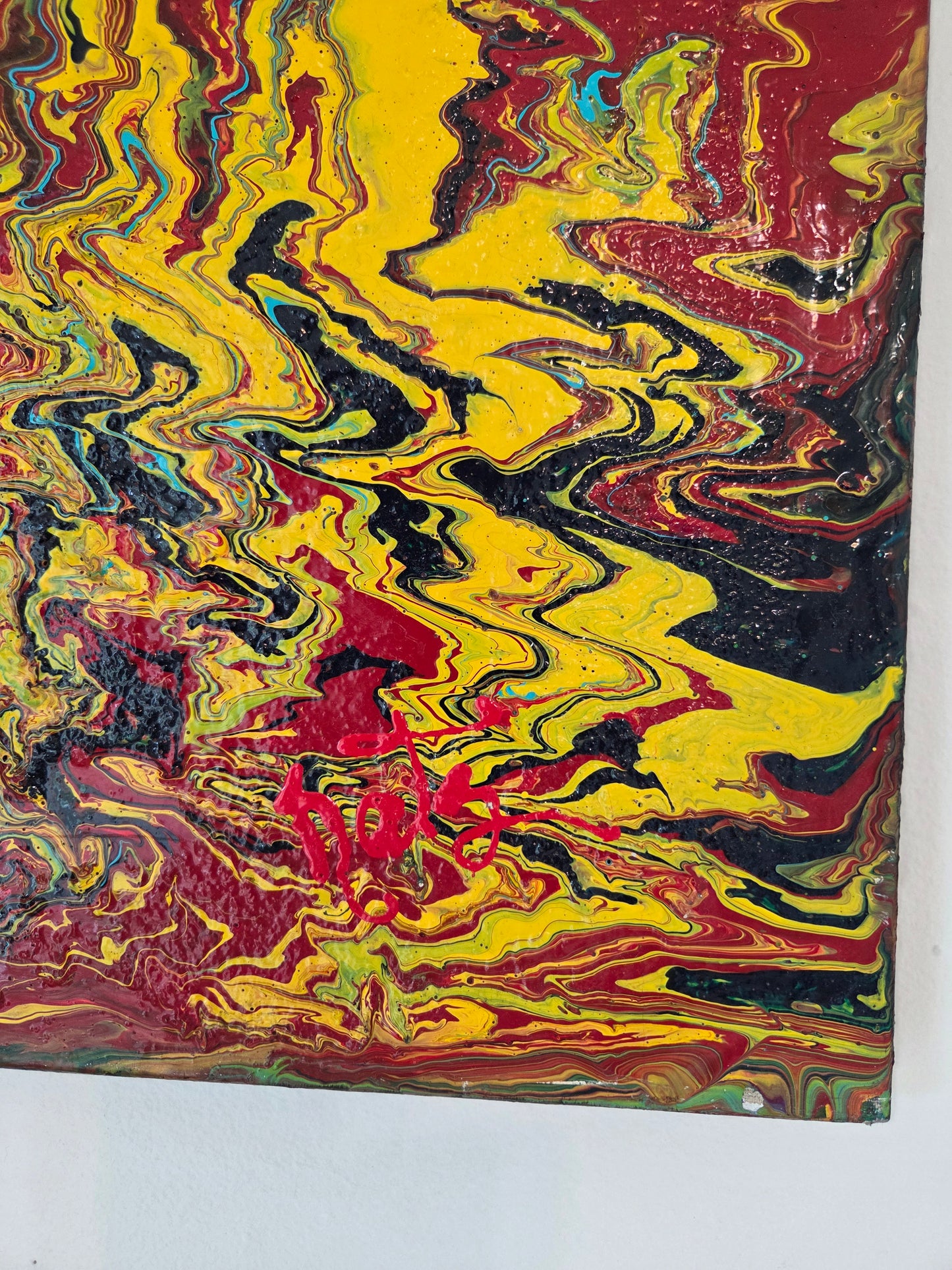 Original Kathy Linden Abstract Art Hand Painted Canvas 24x30 Signed Acrylic pour