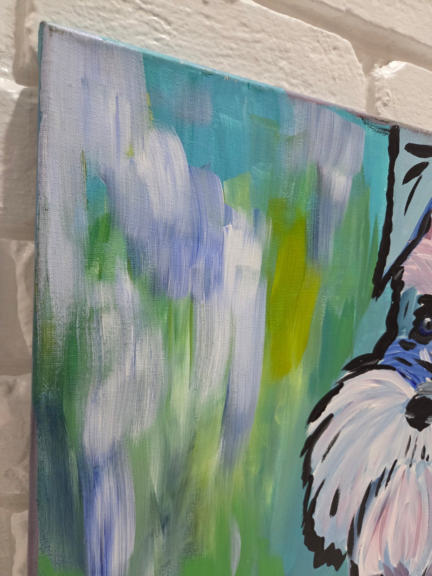 Original Schnauzer Dog Pop Art Painting On Canvas Signed Pet Portrait Home Decor