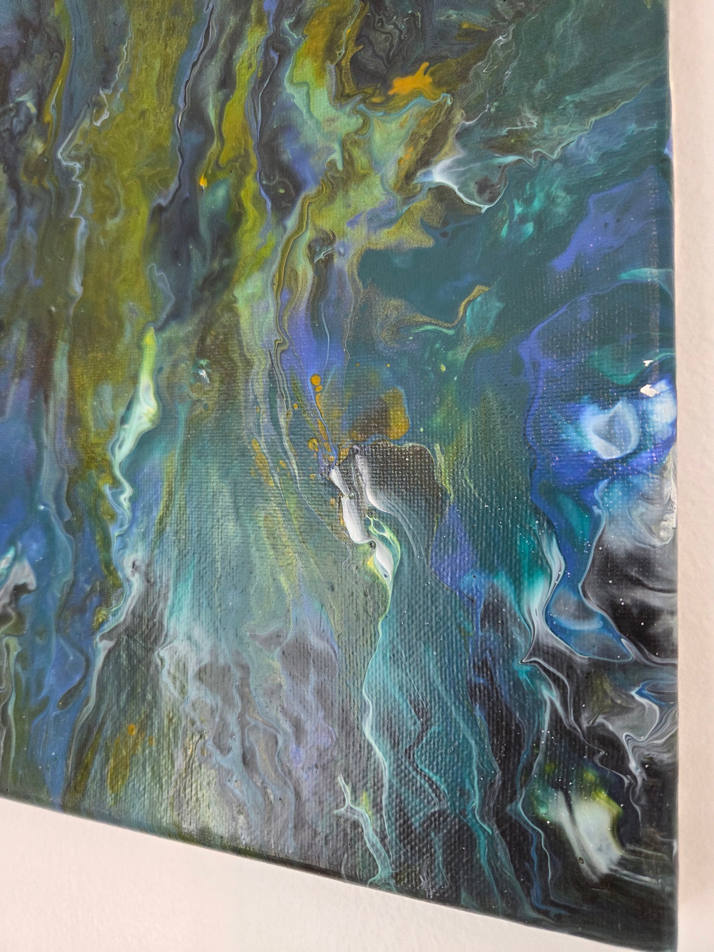 Original Abstract Acrylic Painting Blue Green Modern Fluid Art Contemporary Wall