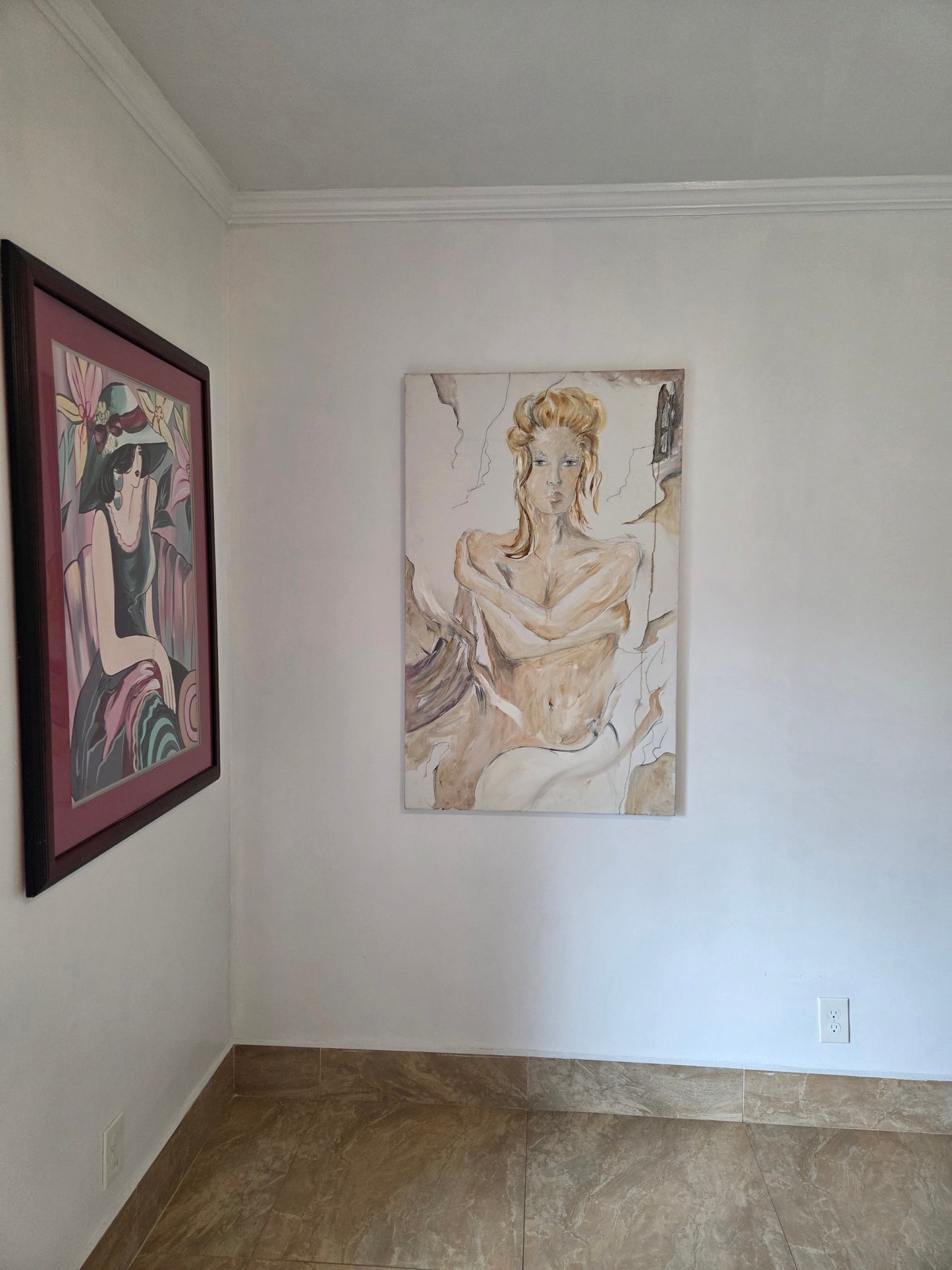 Large Original Hand Painted Art Drawing Canvas Woman Lady Figure Artist Sketch