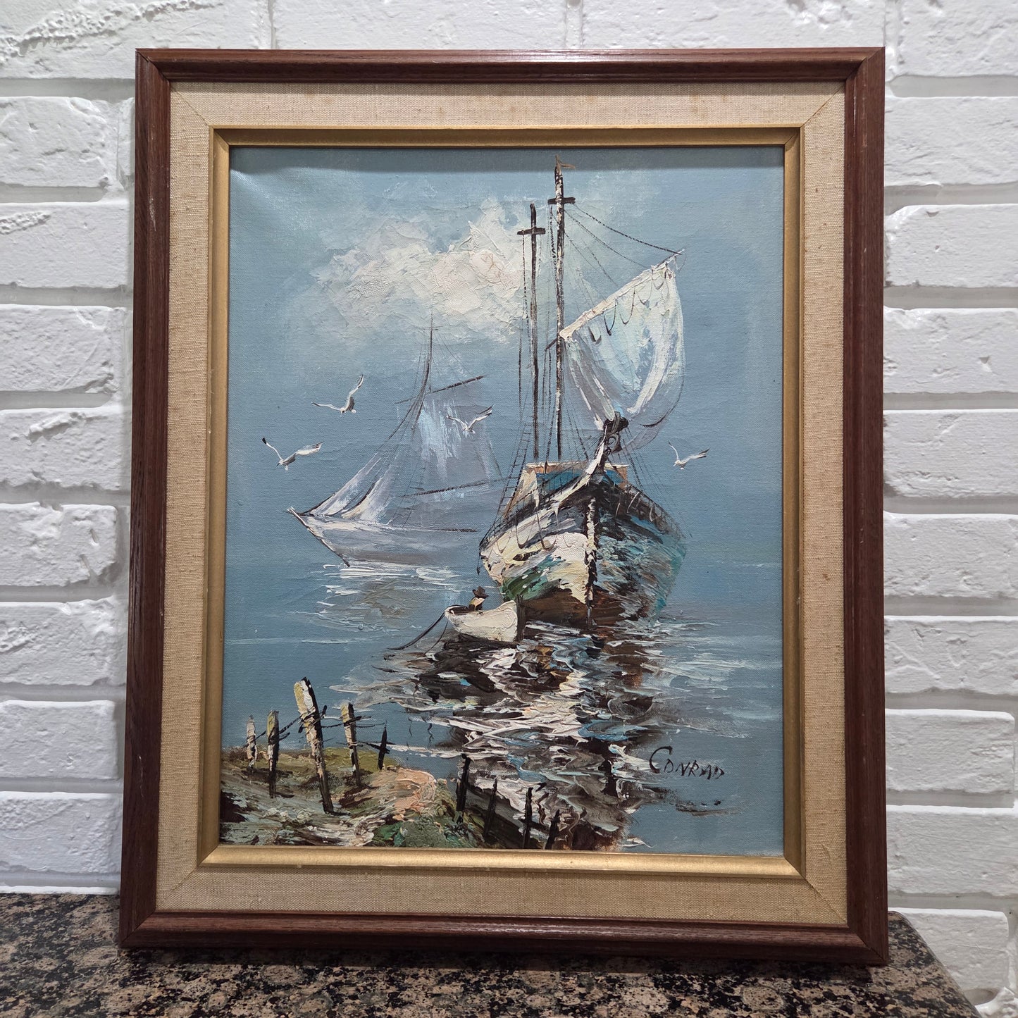 Original Oil Painting On Canvas Framed Signed Sailboat Nautical Seascape Artwork