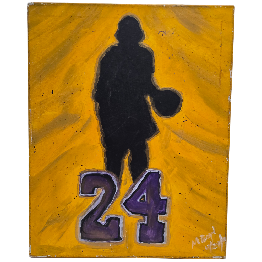 Kobe Bryant Original Silhouette Painting On Canvas Signed Art LA Lakers 24 Mamba