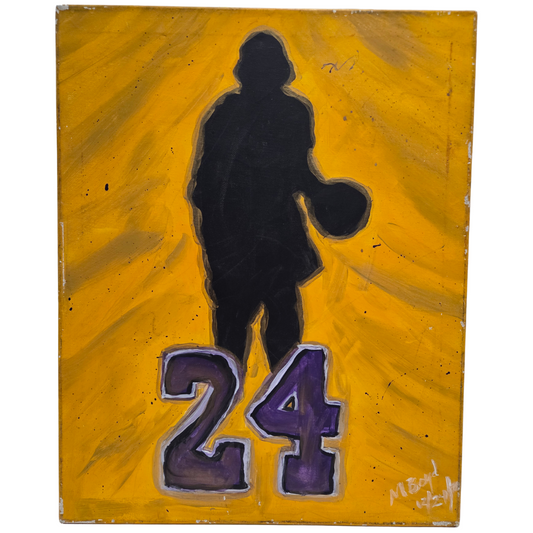 Kobe Bryant Original Silhouette Painting On Canvas Signed Art LA Lakers 24 Mamba