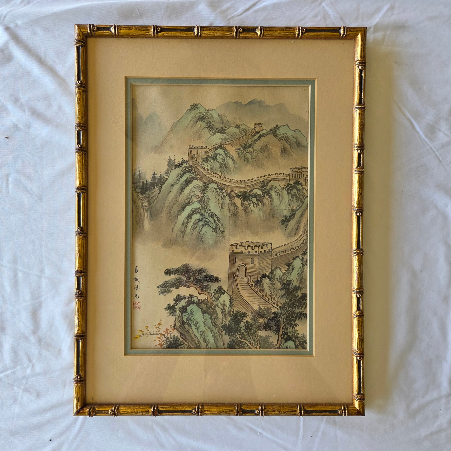 Original Chinese Watercolor Painting The Great Wall Mountain Lanscape Scene Art