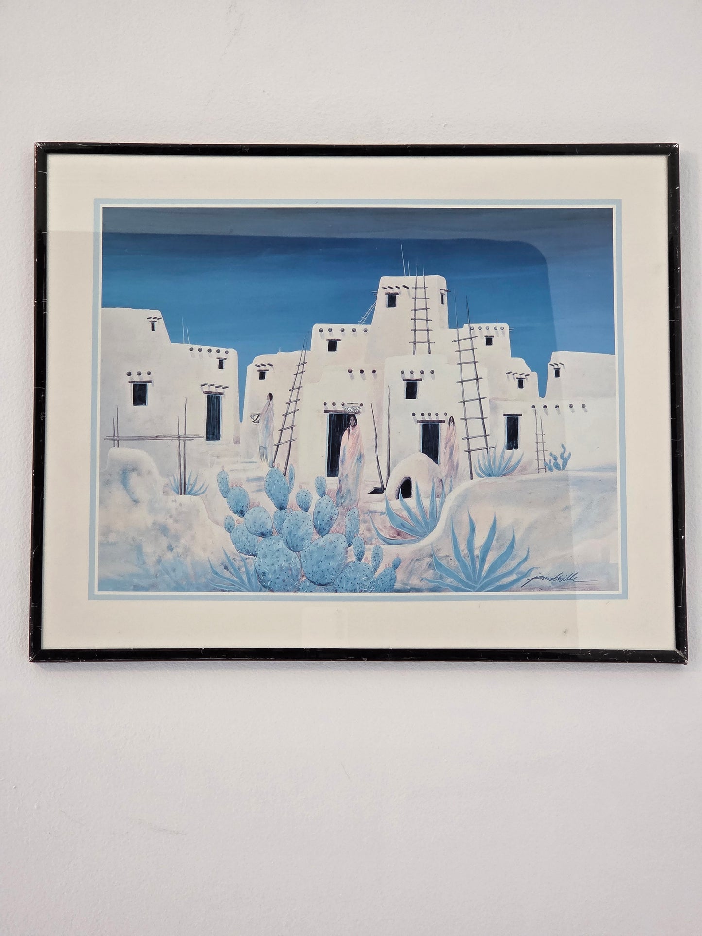 Southwestern Desert Adobe Pueblo Native Boho Blue Jim Prindiville Wall Art Print