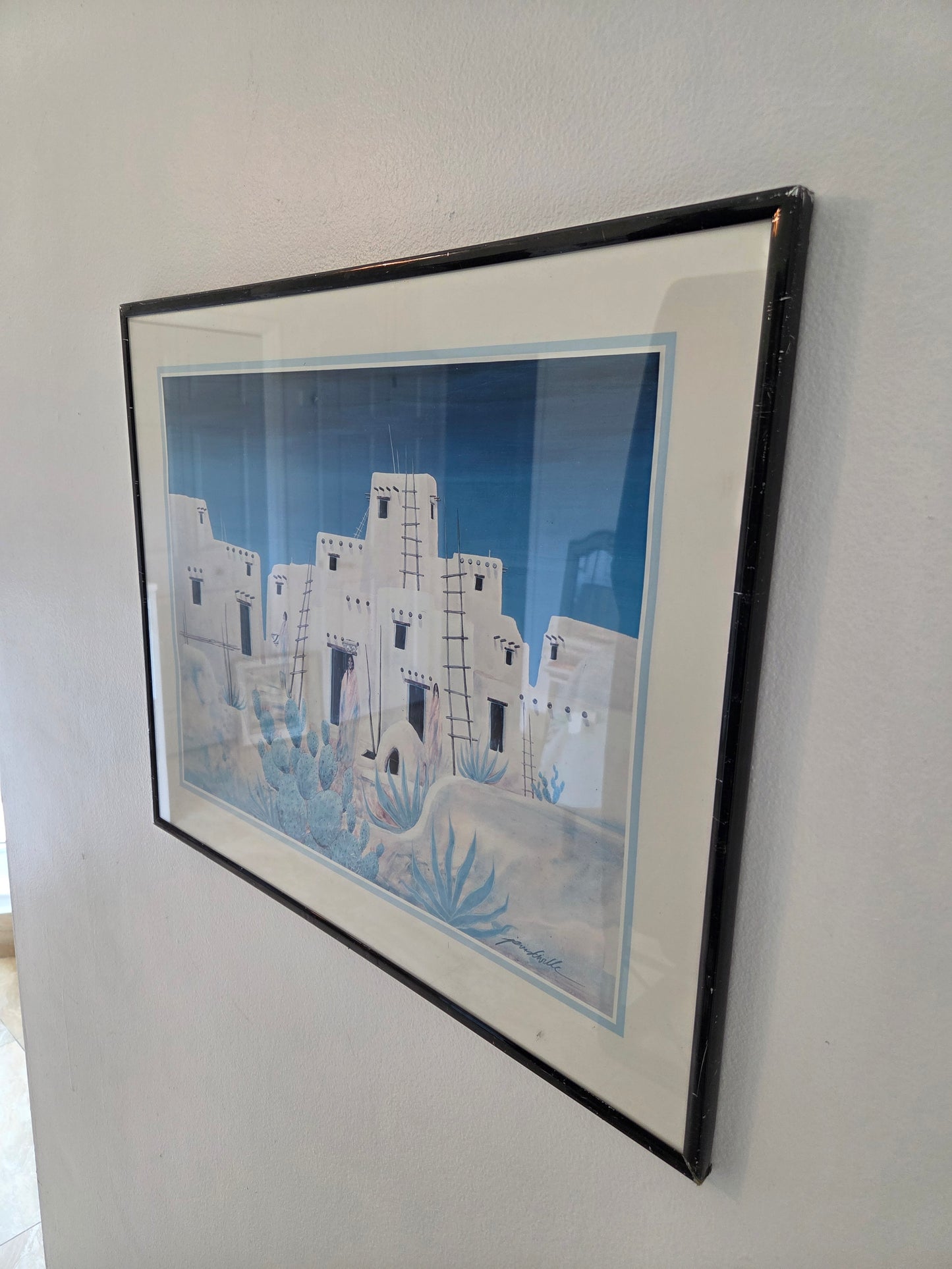 Southwestern Desert Adobe Pueblo Native Boho Blue Jim Prindiville Wall Art Print