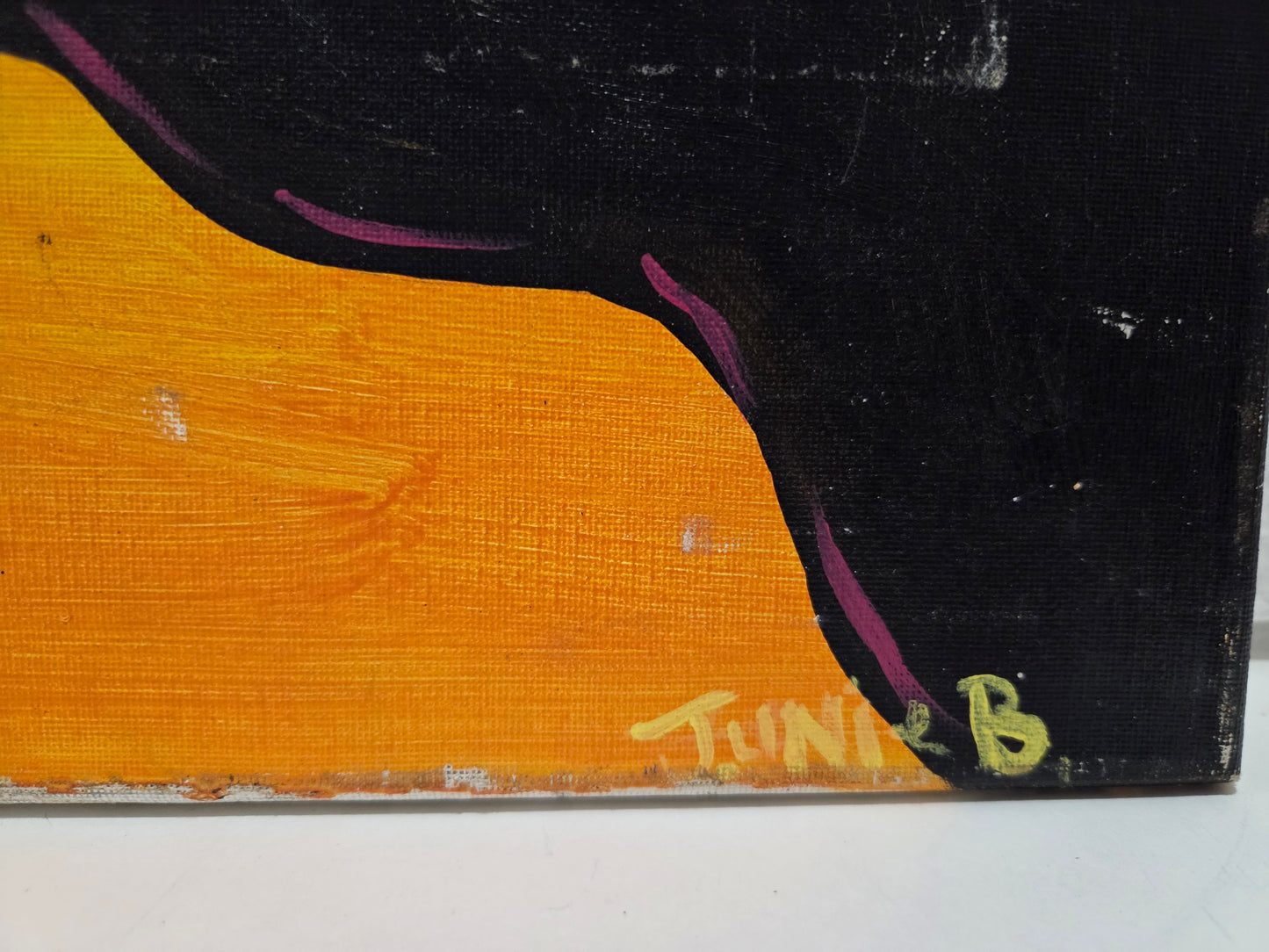 Original Painting On Canvas African Elephant Trunk Couple Love Heart Sunset Art