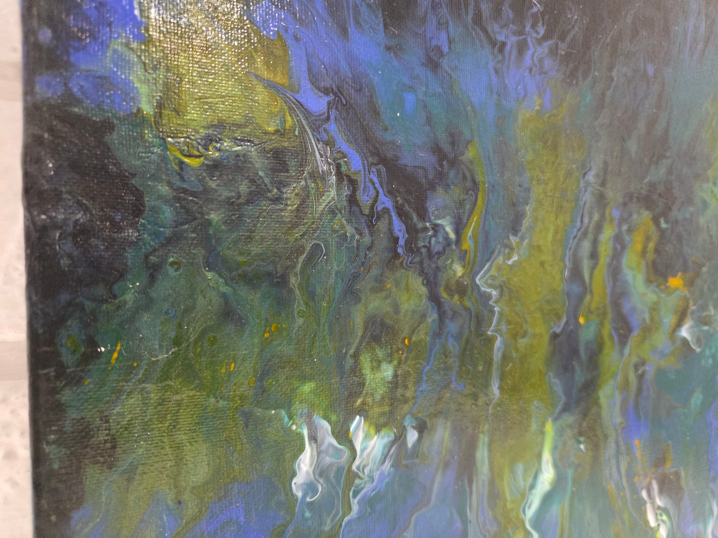 Abstract Acrylic Pour Original Painting On Canvas Blue Green Modern Wall Artwork