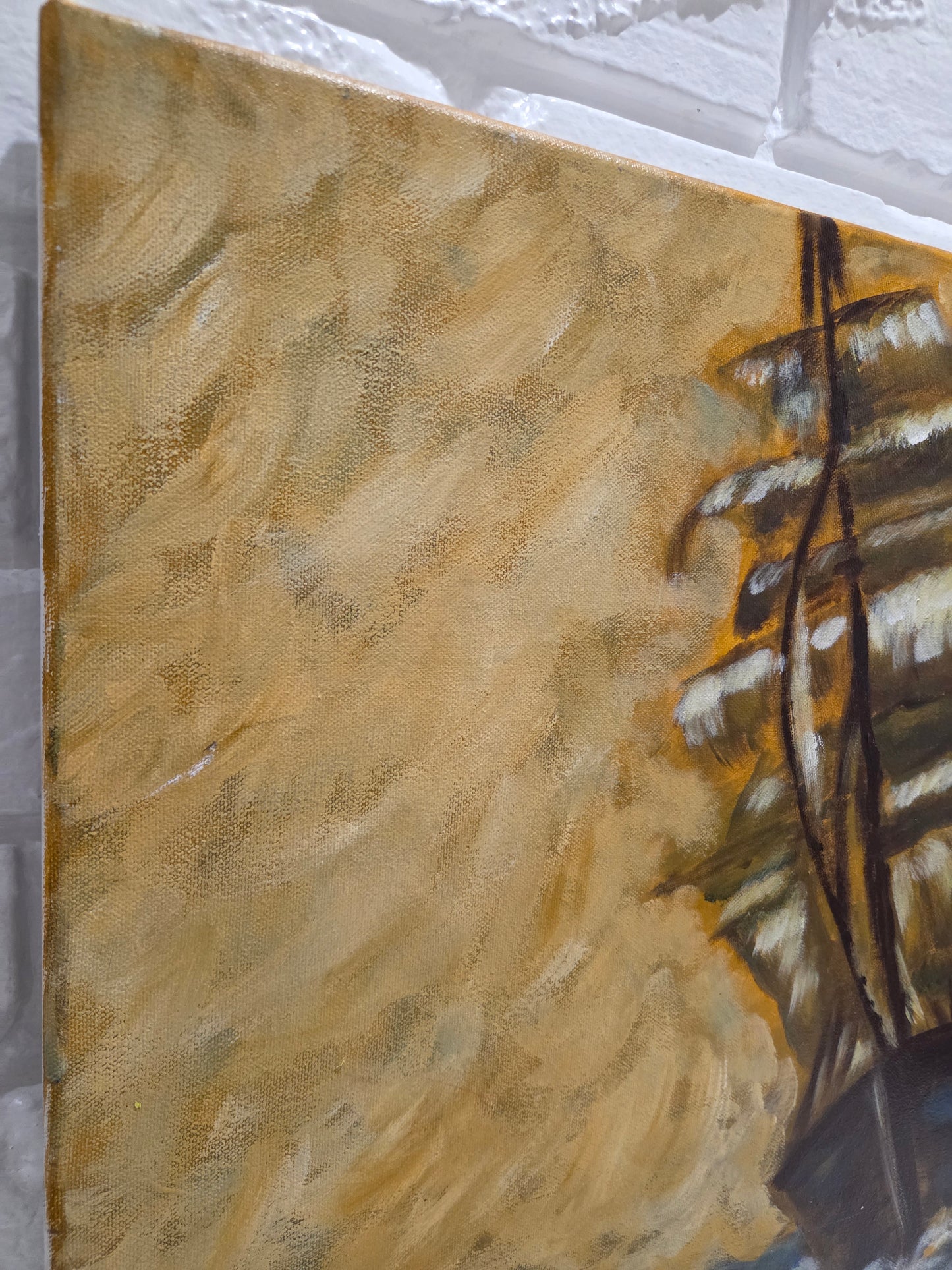 Sailing Ship Original Painting On Canvas Signed Nautical Seascape Ocean Wall Art