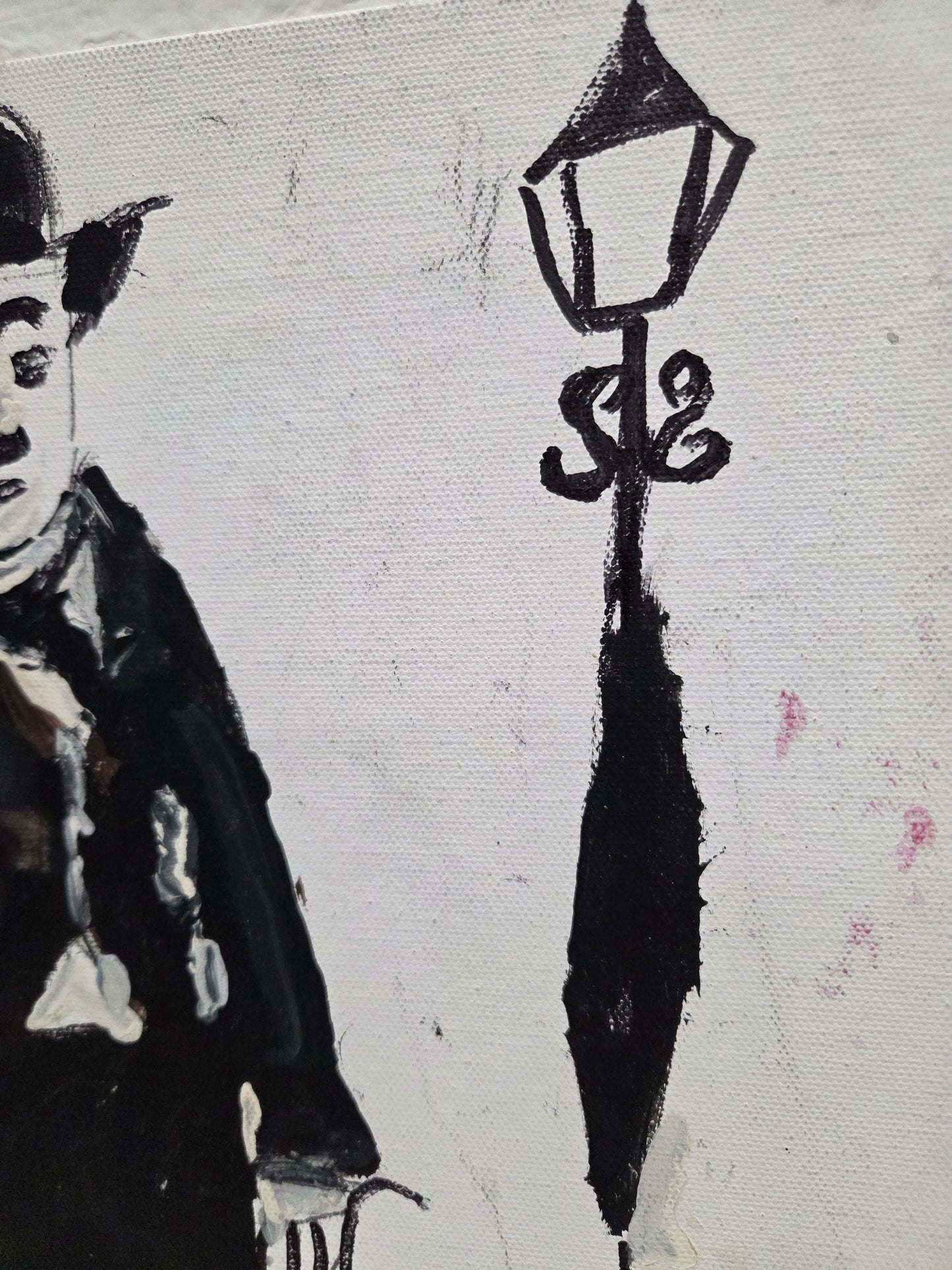 Original Painting On Canvas Charlie Chaplin Artwork Signed Art Film Decor 2 of 3