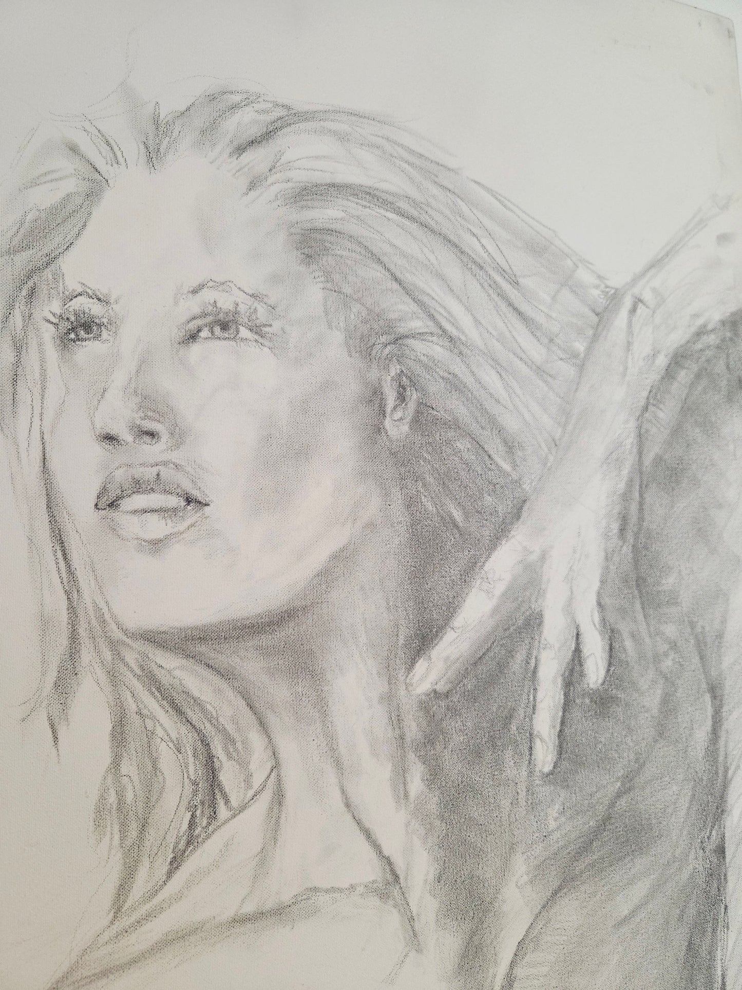 Original Female Figure Pencil Drawing - Signed & Dated 2000 - Large Graphite Sketch